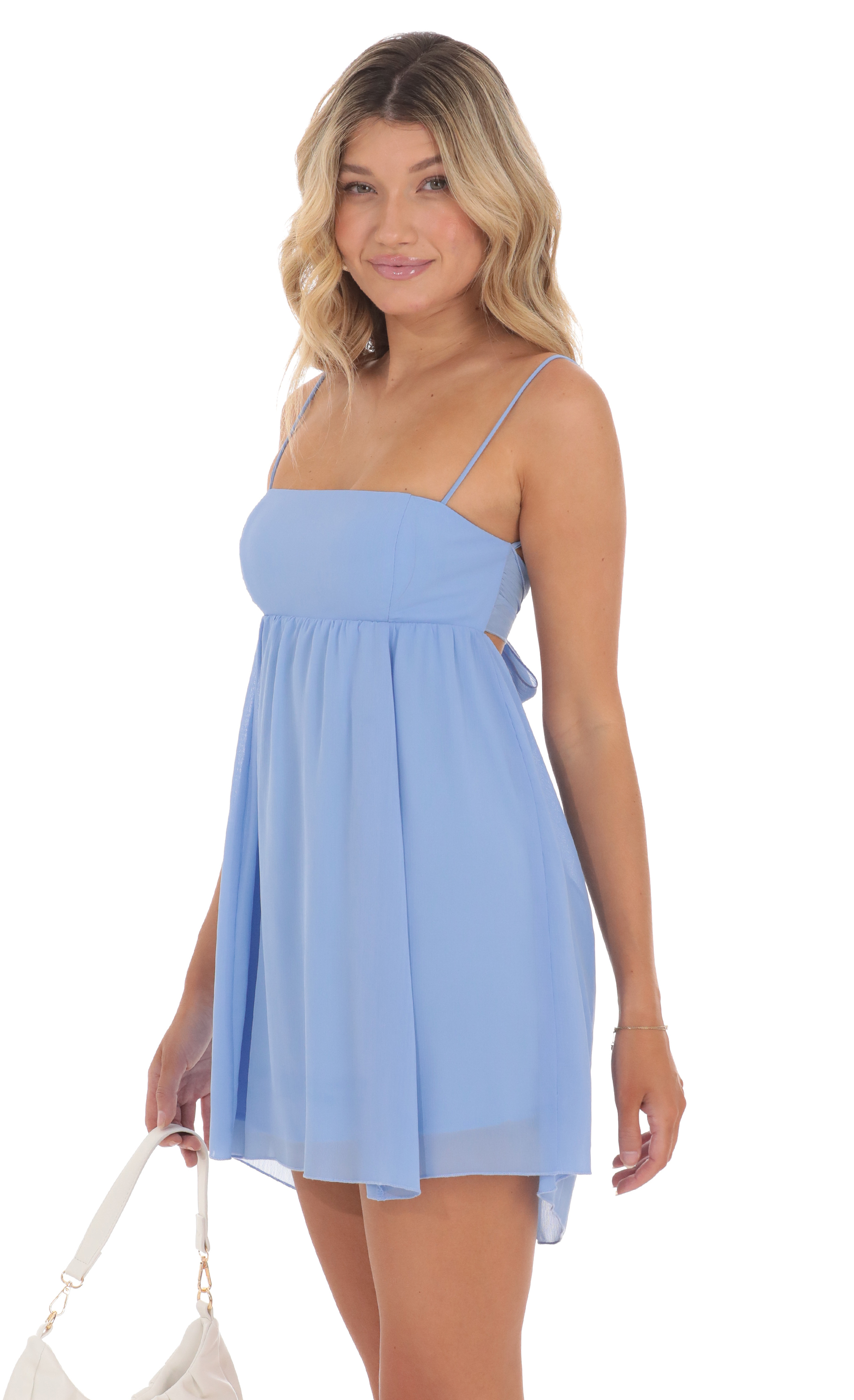 Chiffon Babydoll Dress in Light Blue-My Sky Diva