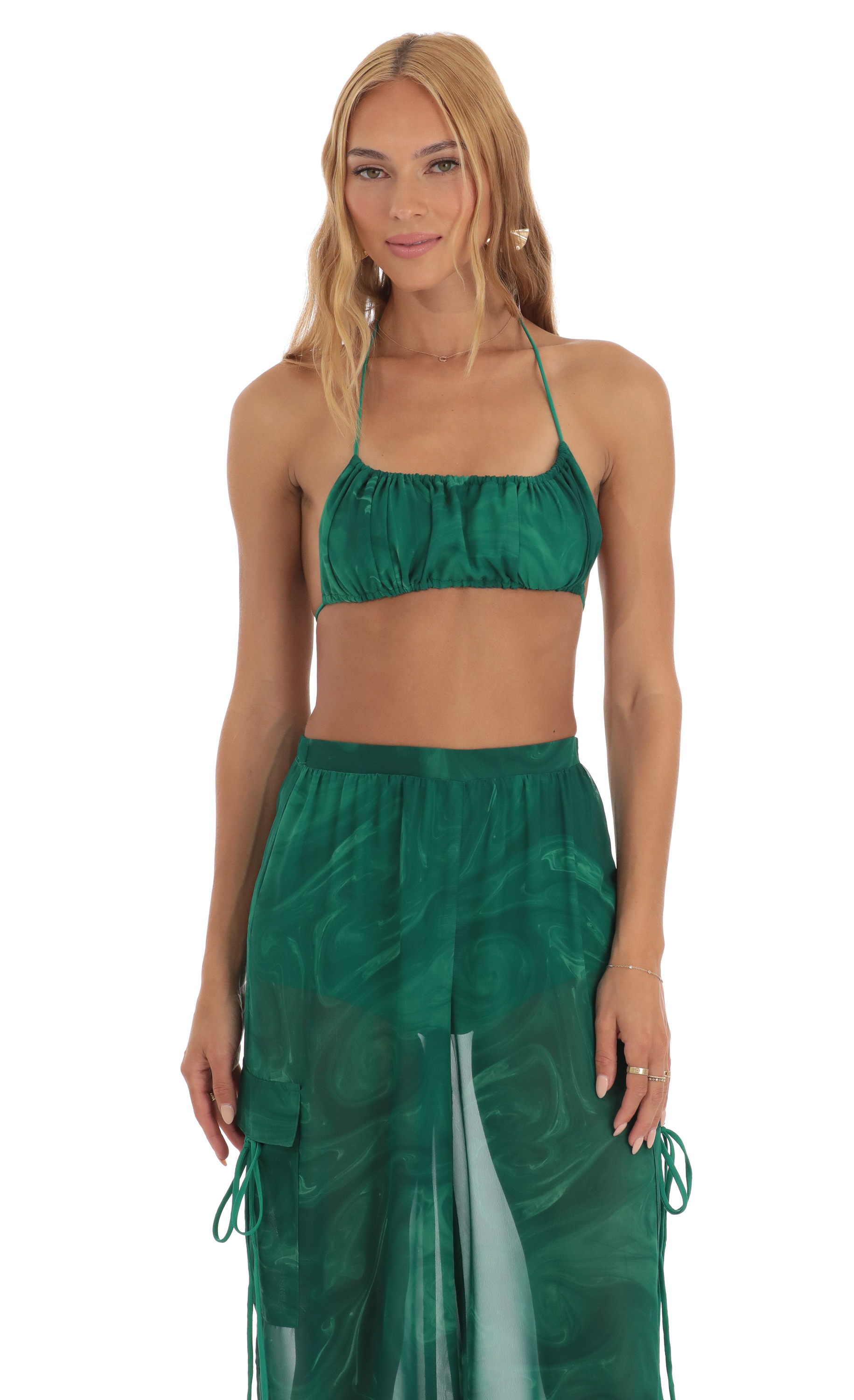 Three Piece Set in Green Swirl-My Sky Diva