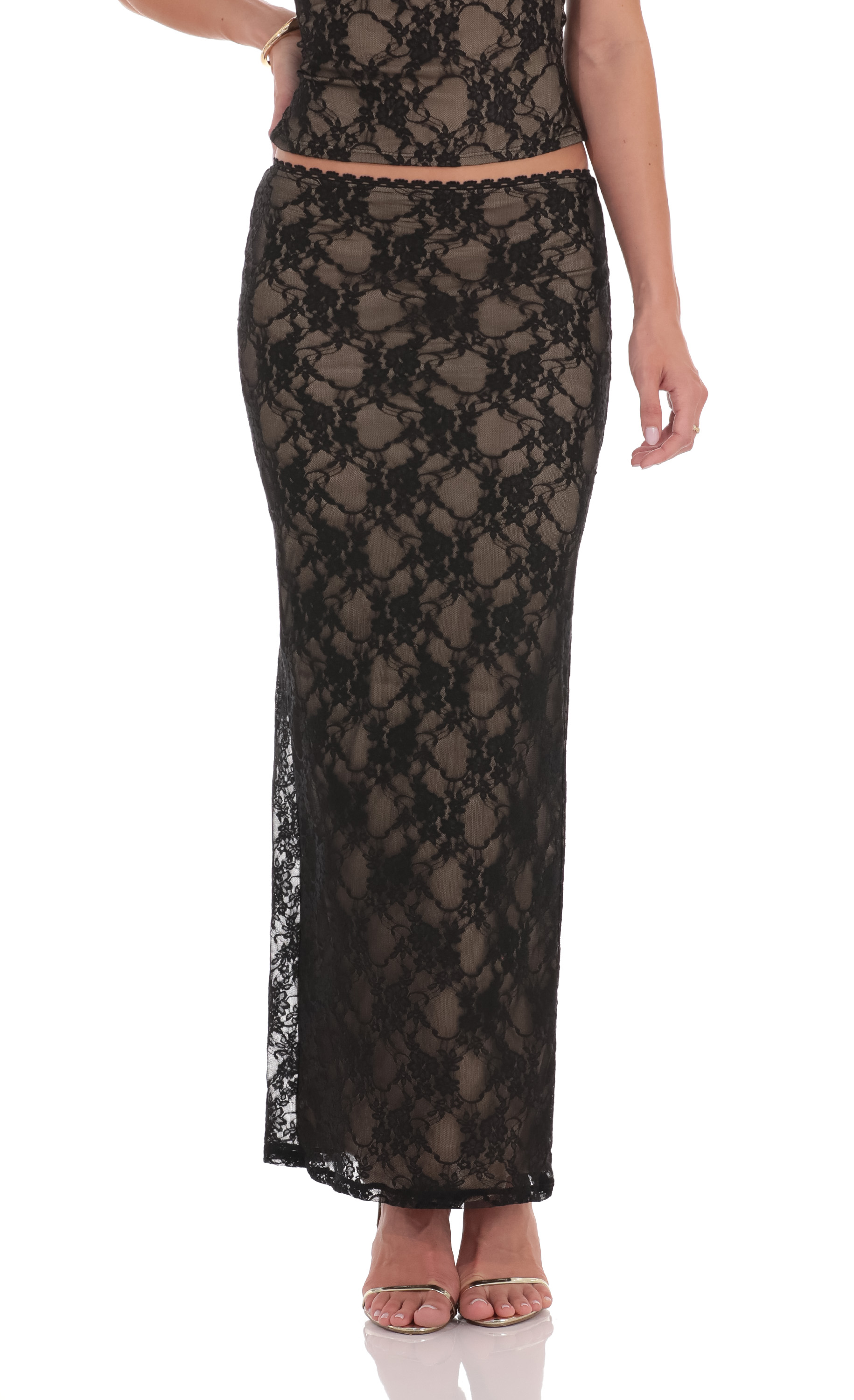 Lace Strapless Two Piece Set in Black-My Sky Diva