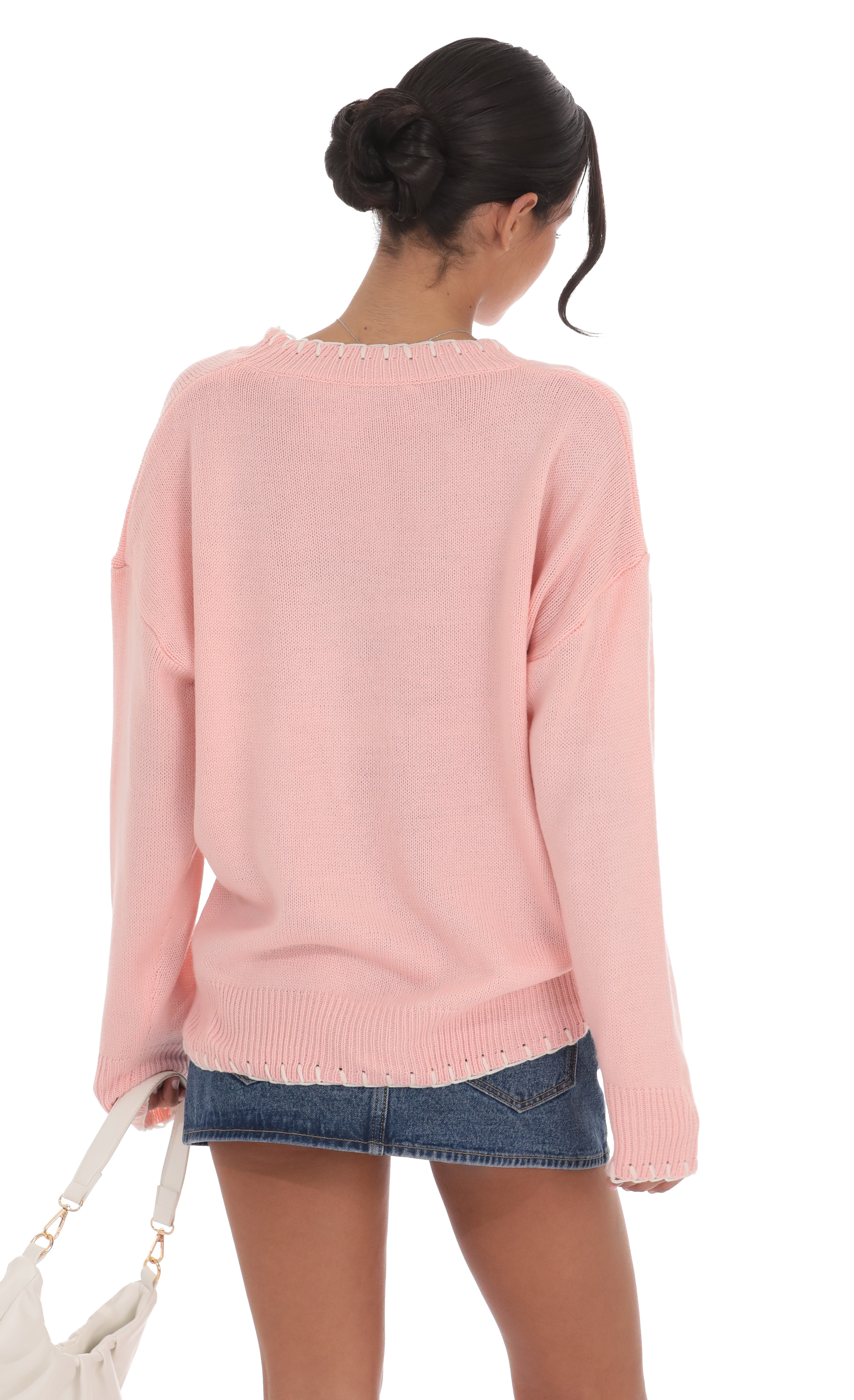 Bow Print Jumper in Pink-My Sky Diva