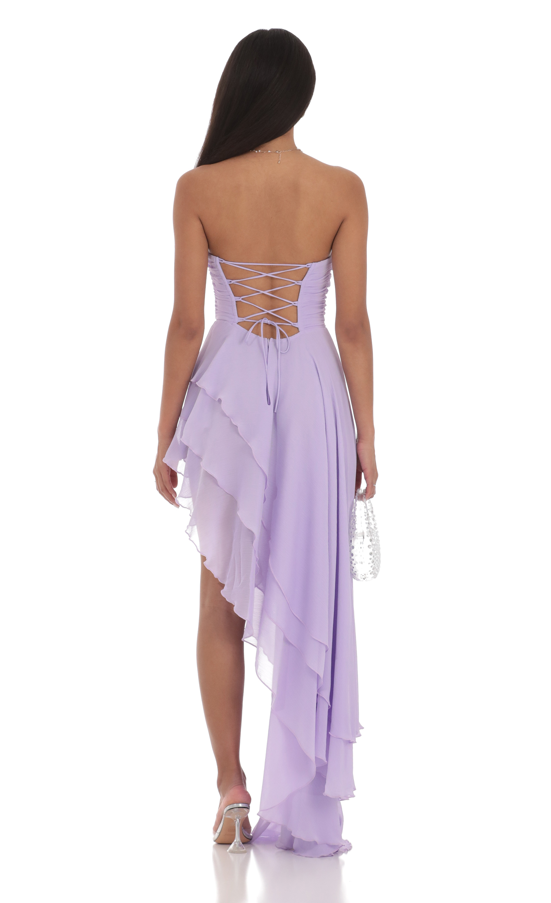 Asymmetrical Corset Maxi Dress in Lavender-My Sky Diva