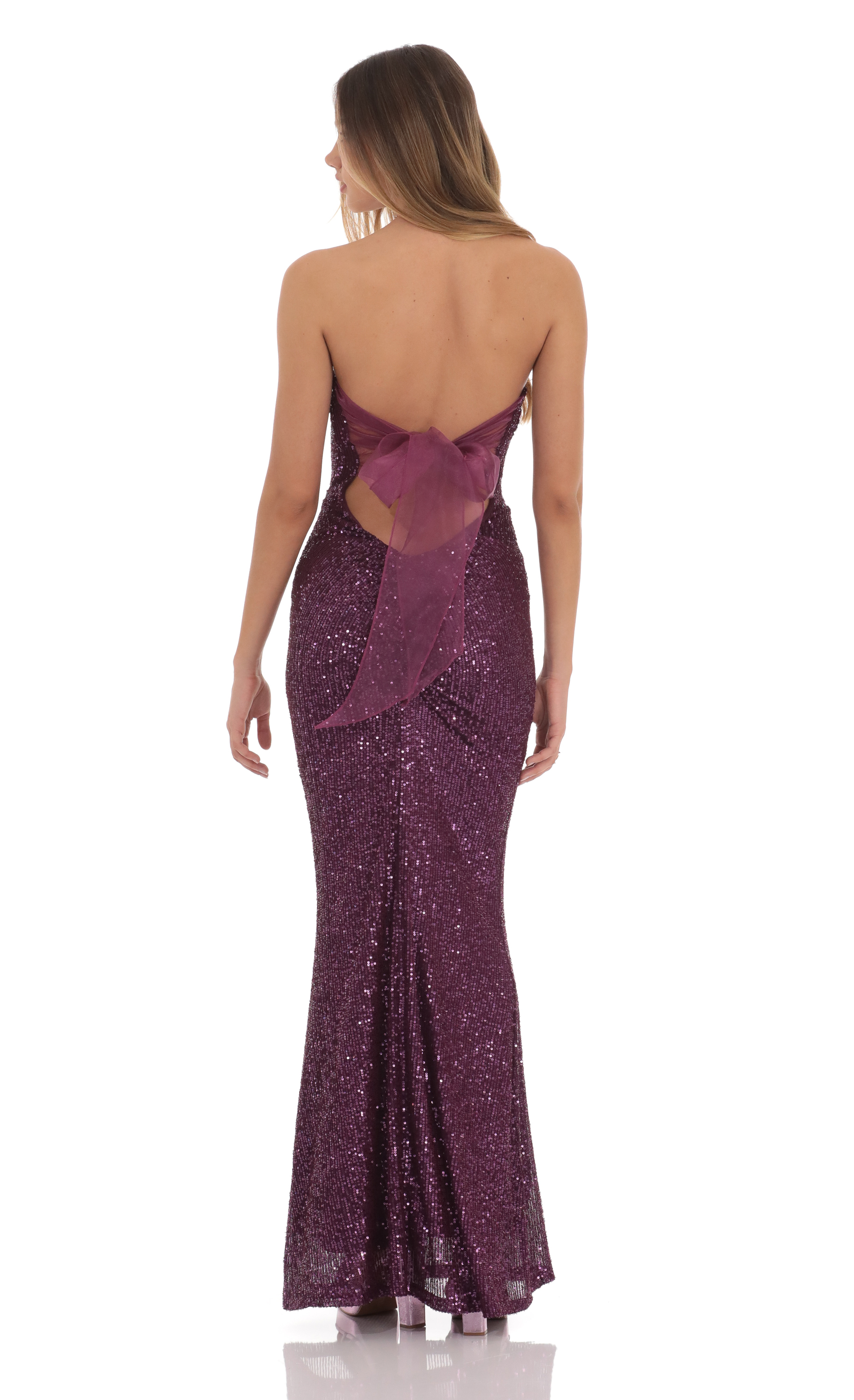 Sequin Strapless Maxi Dress in Purple-My Sky Diva