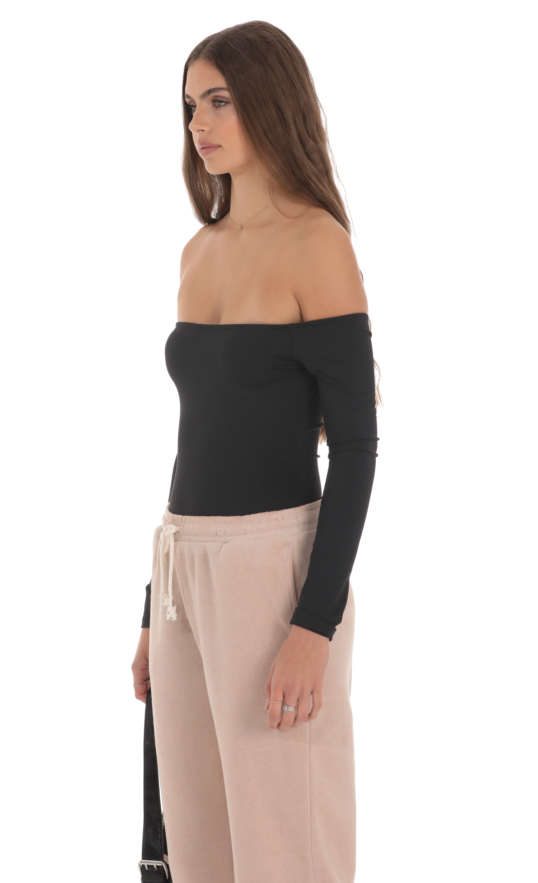 Off Shoulder Bodysuit in Black-My Sky Diva