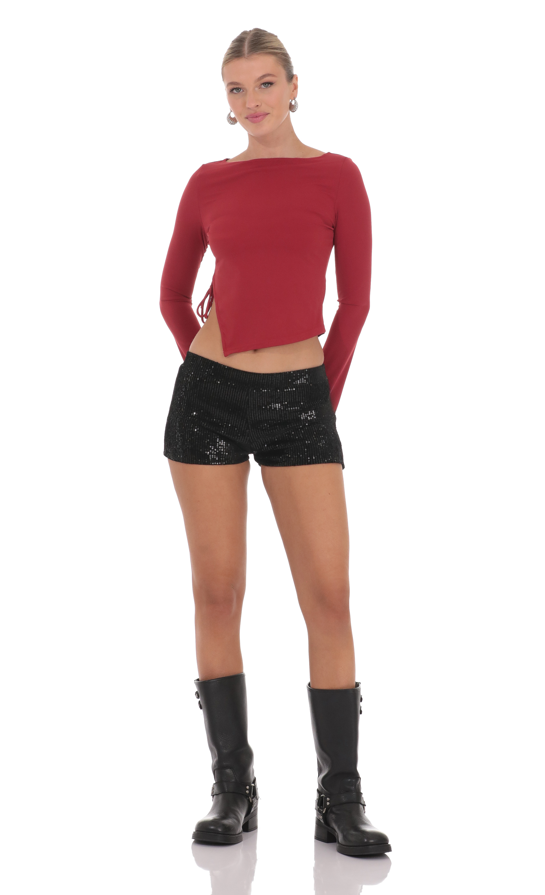 Velvet Sequin Shorts in Black-My Sky Diva