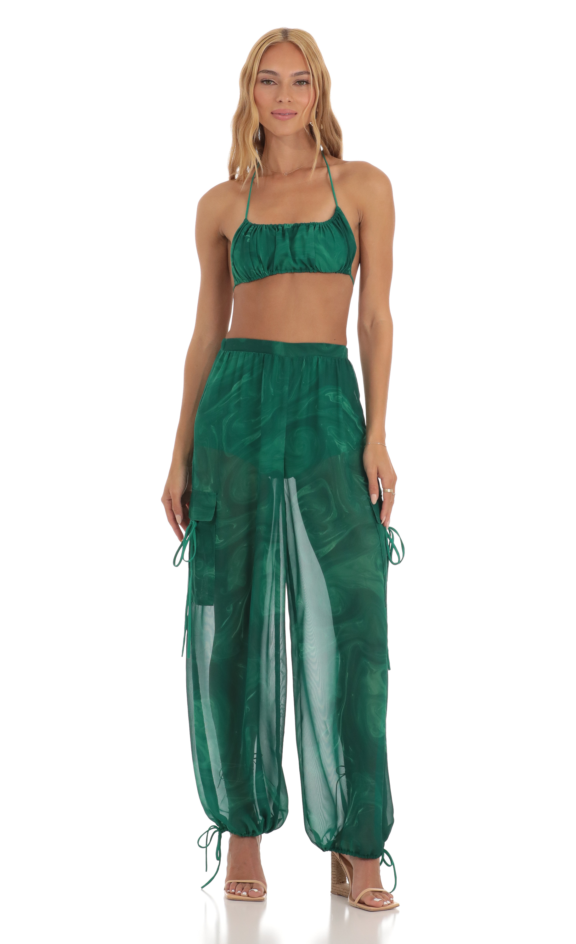 Three Piece Set in Green Swirl-My Sky Diva