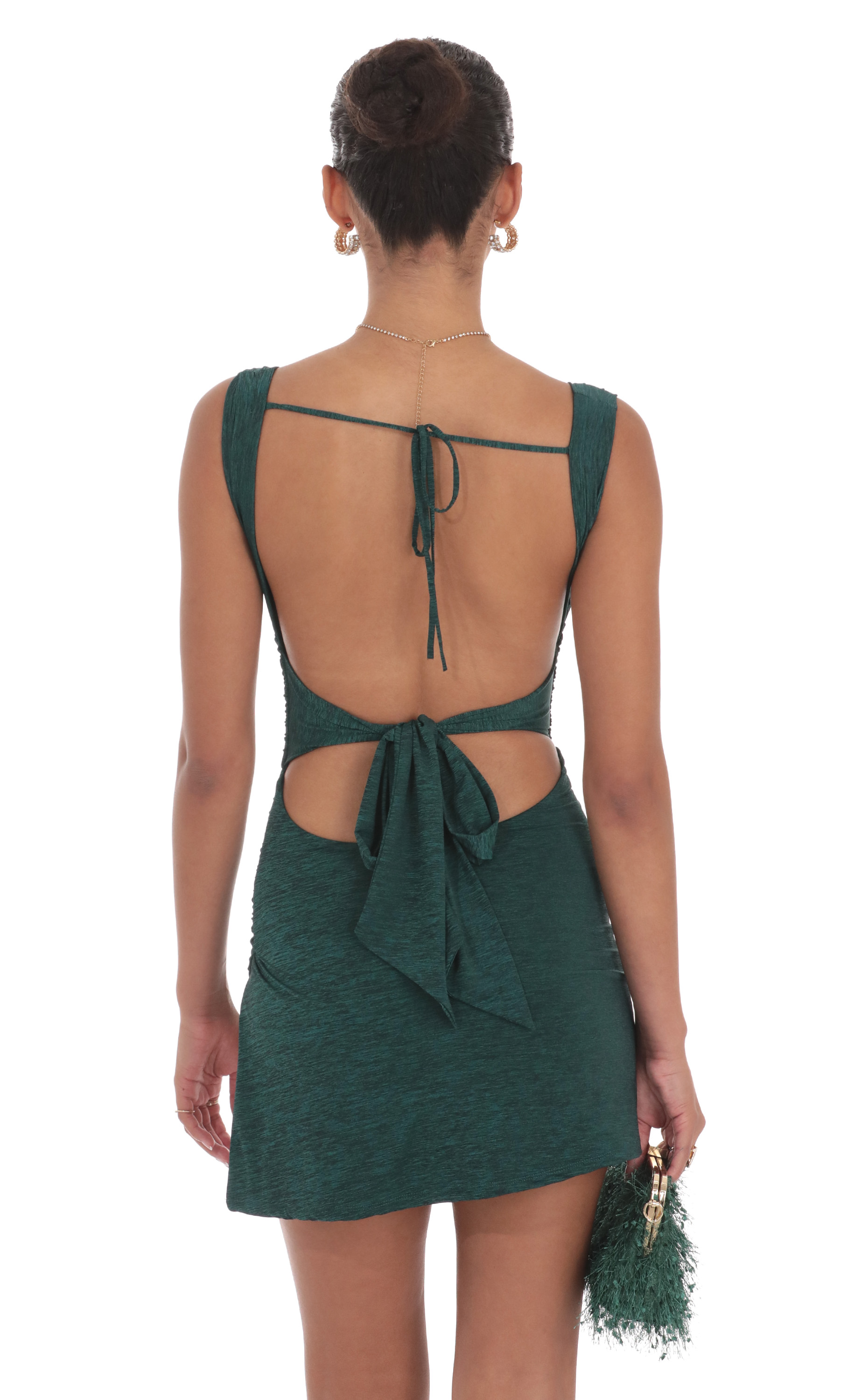 Ruched Bodycon Dress in Heather Green-My Sky Diva
