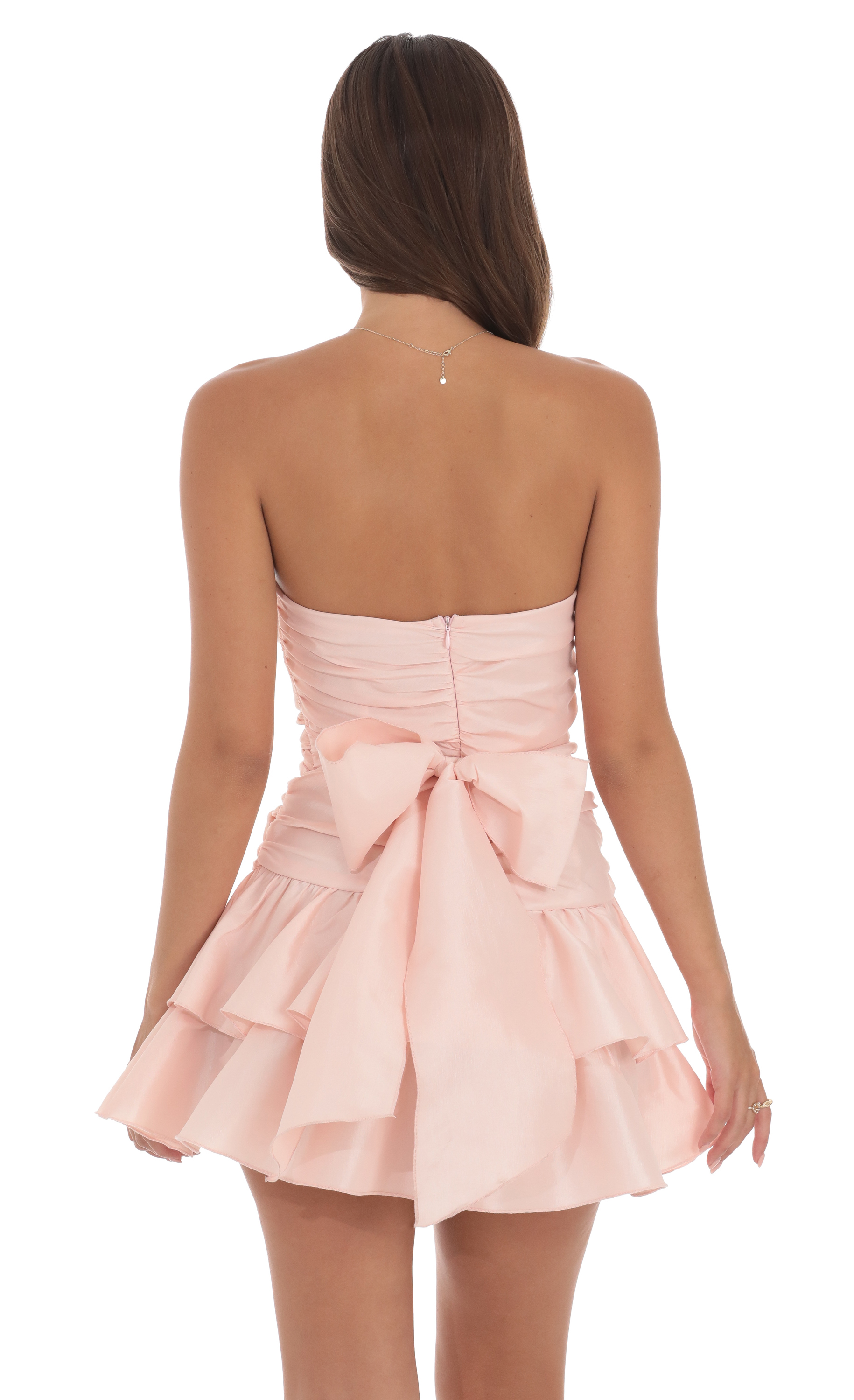 Strapless Cutout Ruffle Dress in Pink-My Sky Diva