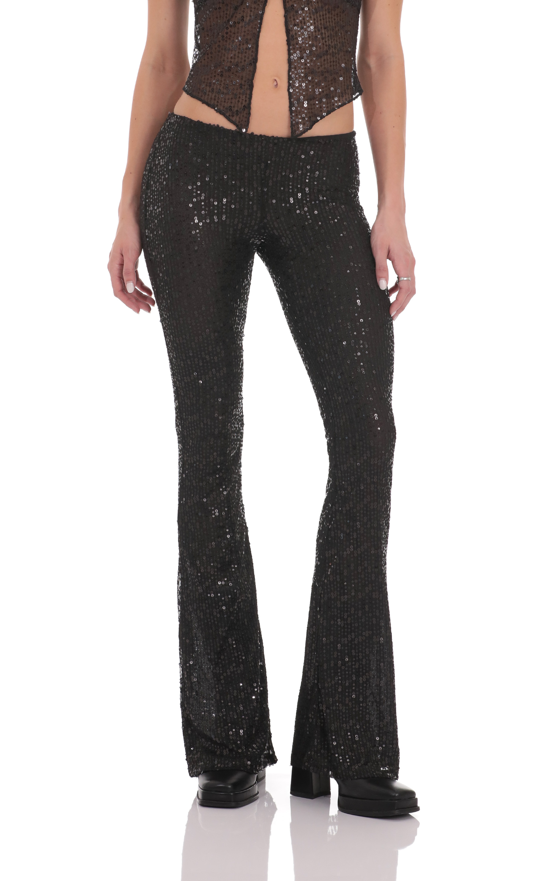 Flyaway Sequin Two Piece Set in Black-My Sky Diva