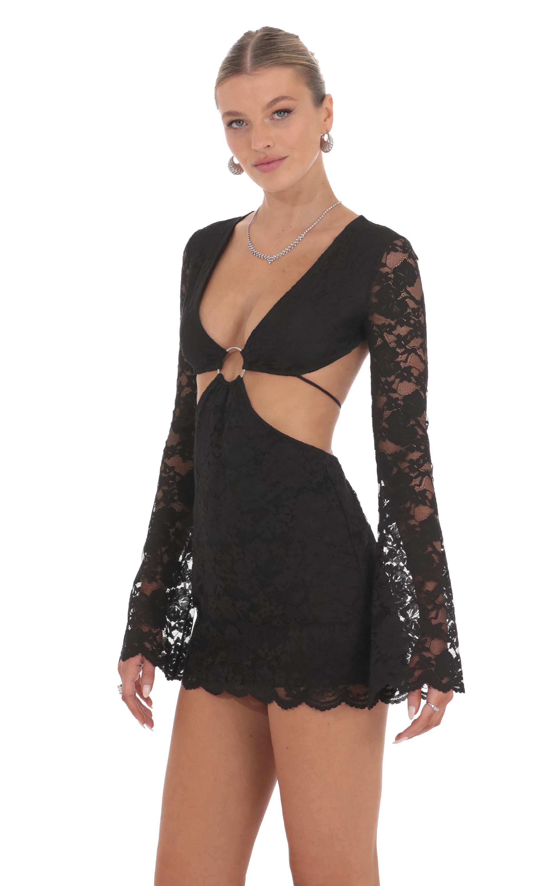 Lace Cutout Dress in Black-My Sky Diva