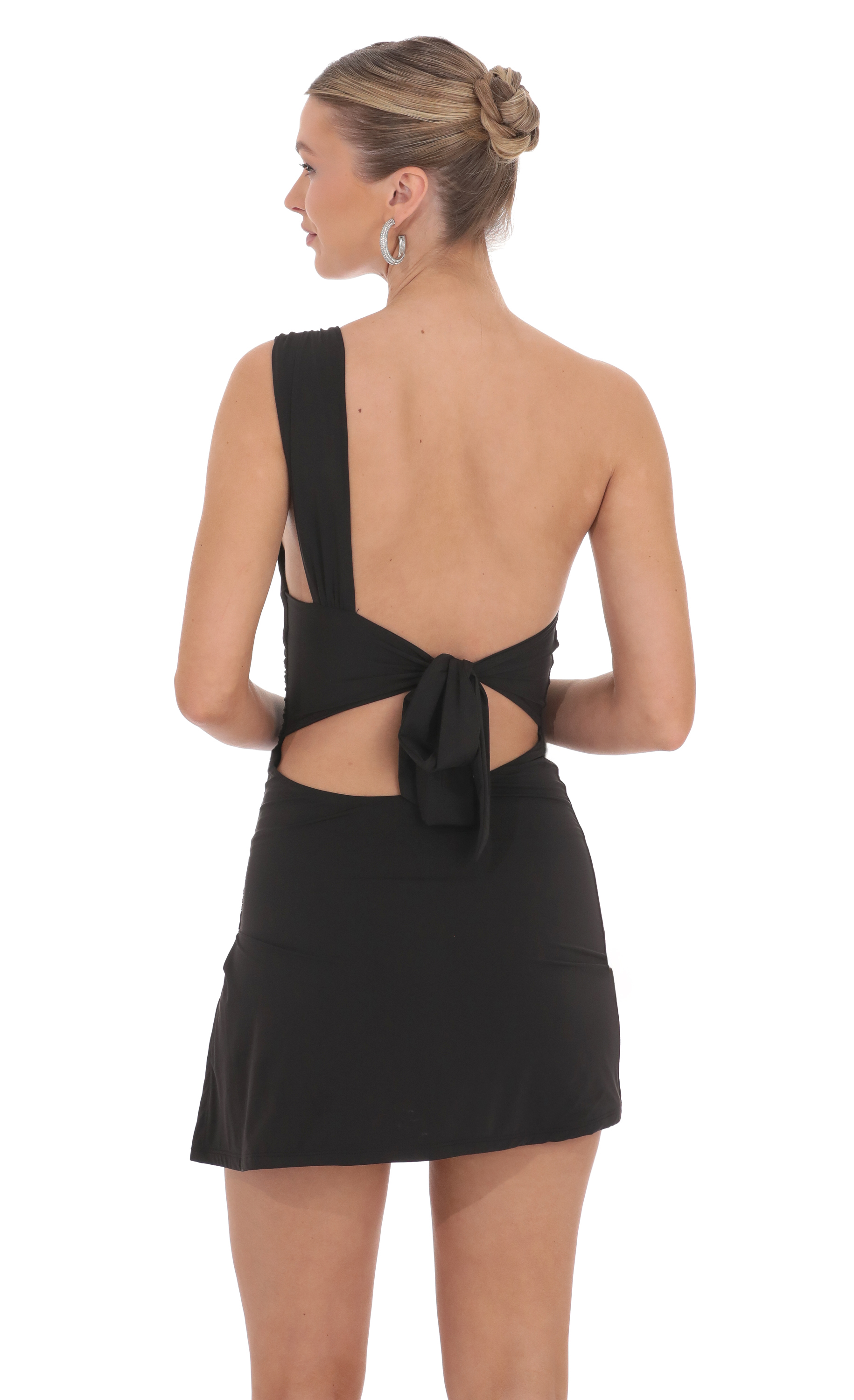 Ruched One Shoulder Dress in Black-My Sky Diva