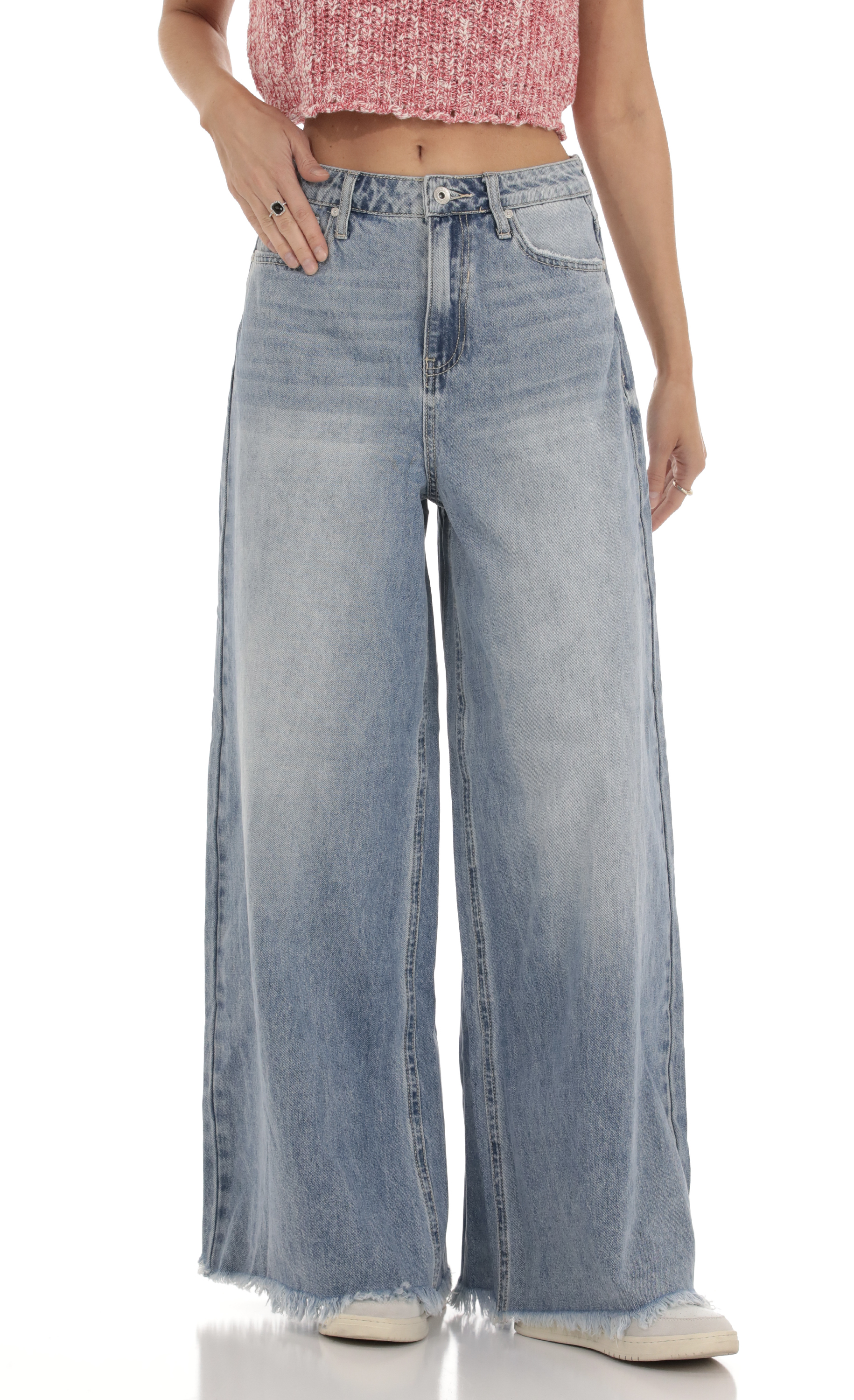 Wide Leg Jeans in Light Denim-My Sky Diva