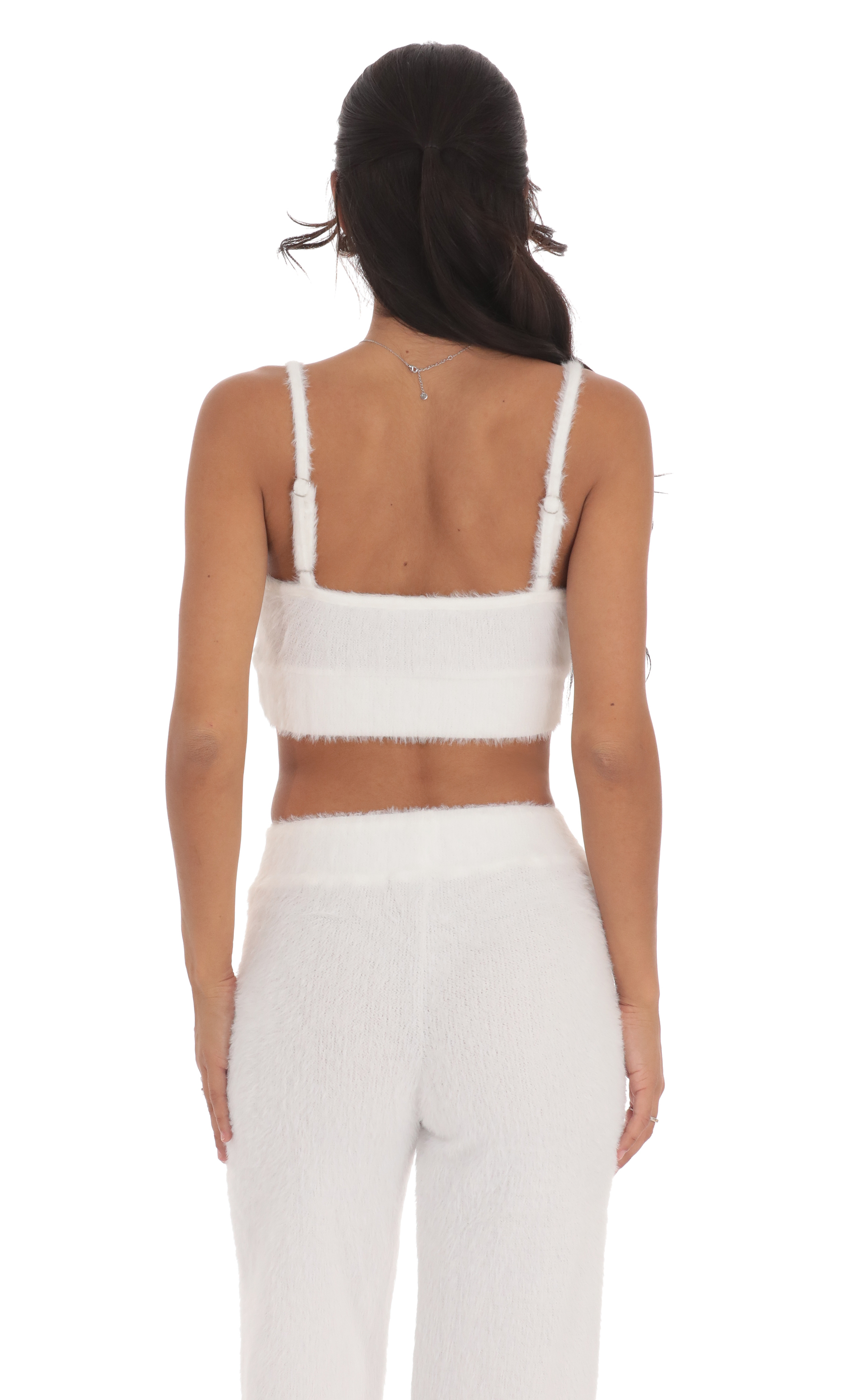 Fuzzy Crop Top in White-My Sky Diva