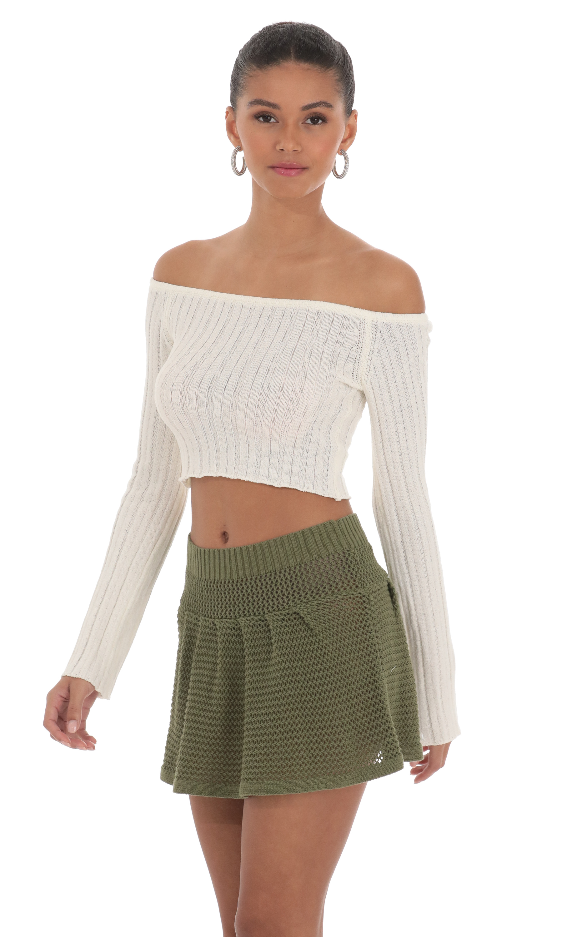 Crochet Skirt in Olive Green-My Sky Diva