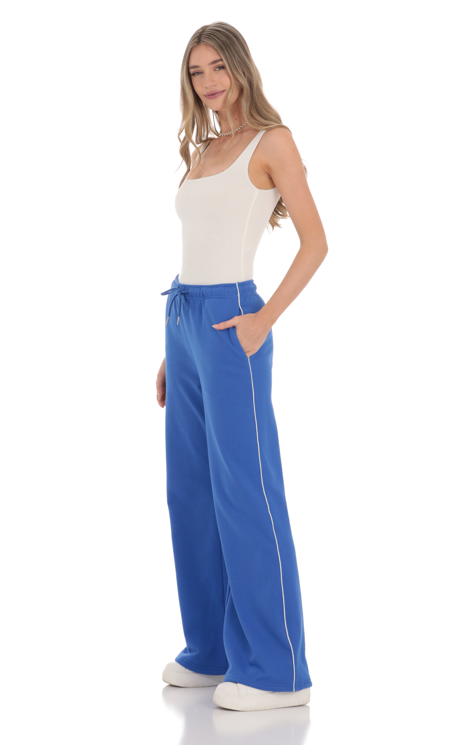 Heart Pocket Sweatpants in Blue-My Sky Diva