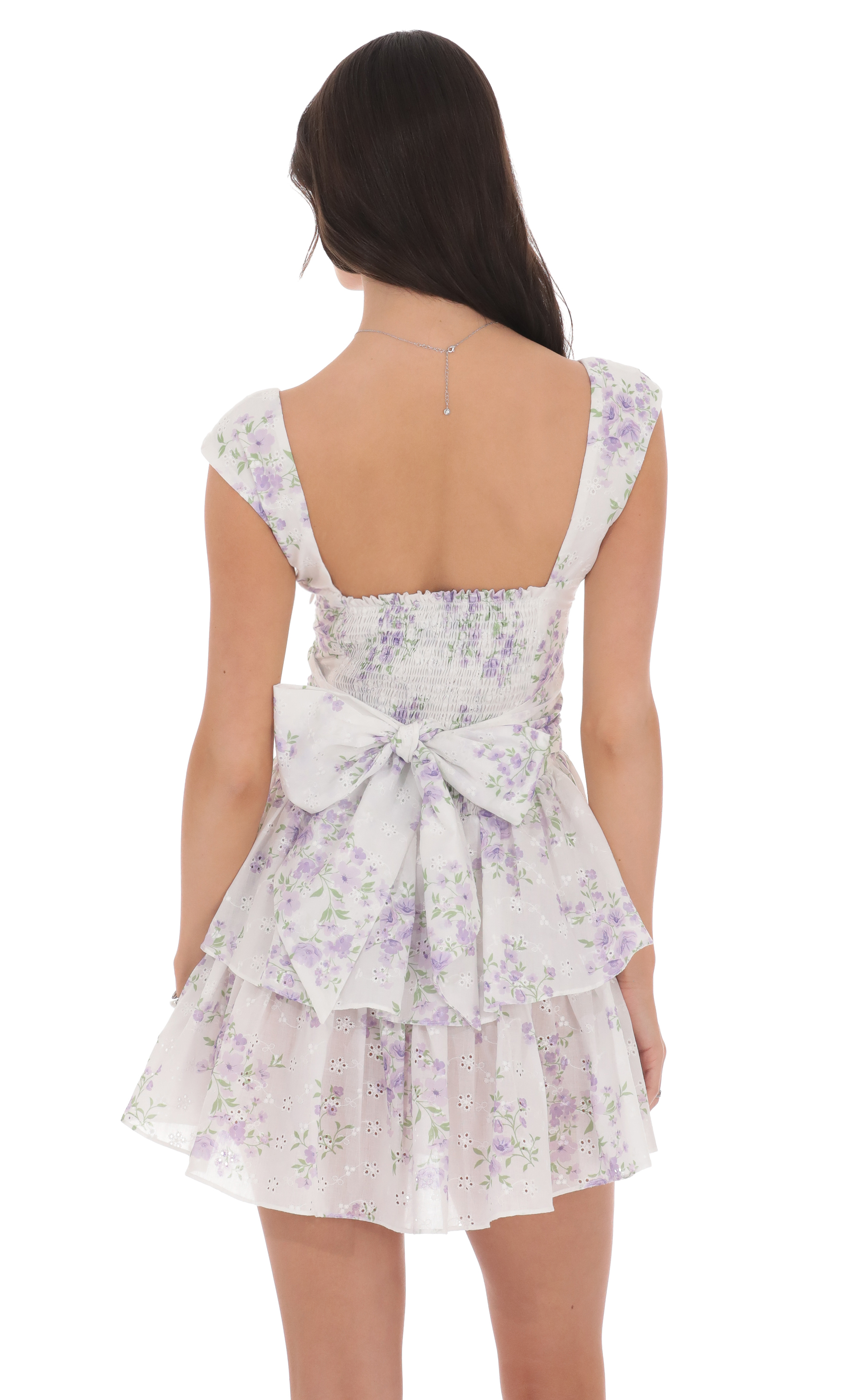 Floral Ruffle Cap Sleeve Dress in White-My Sky Diva
