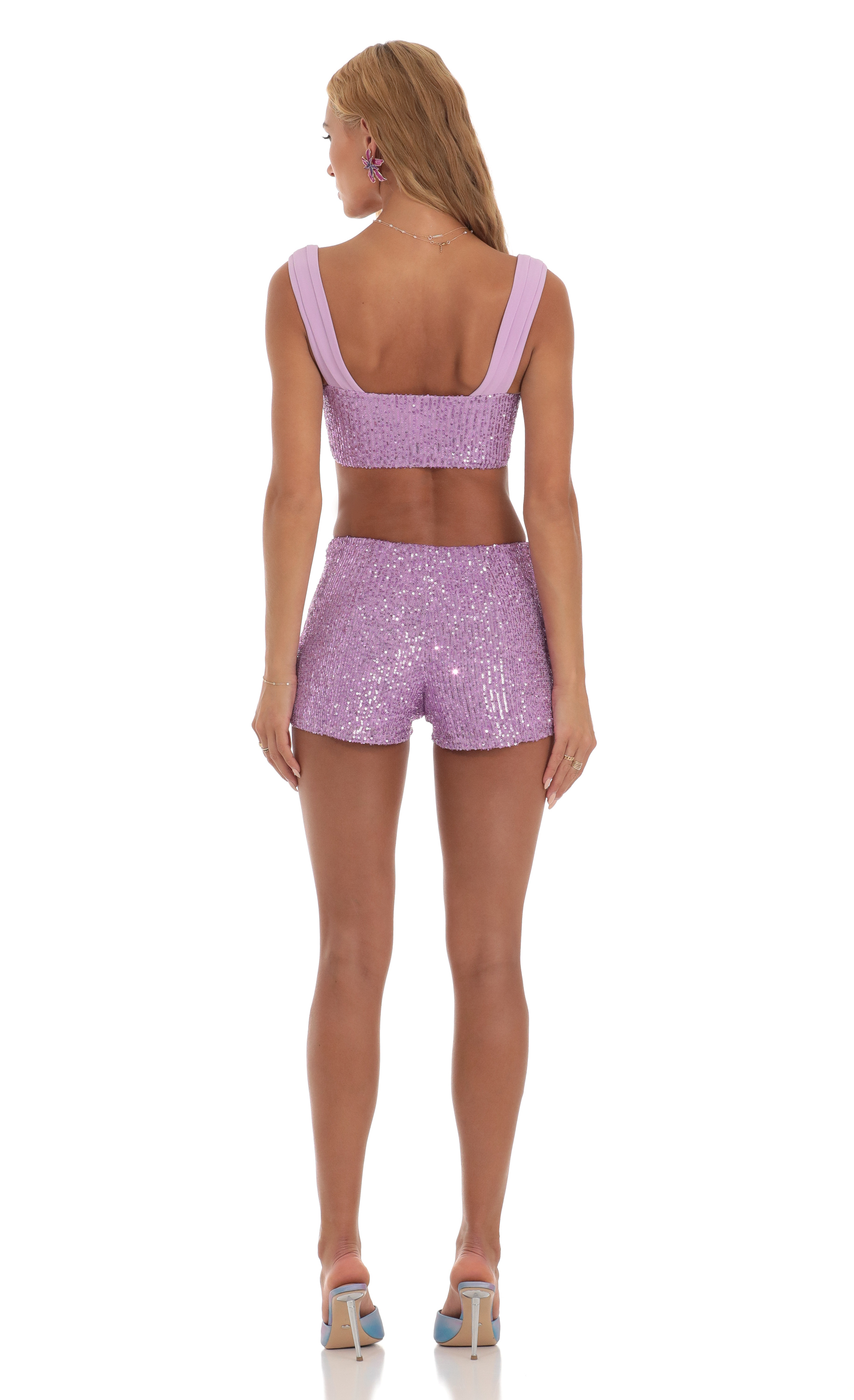 Sequin Two Piece Set in Purple-My Sky Diva