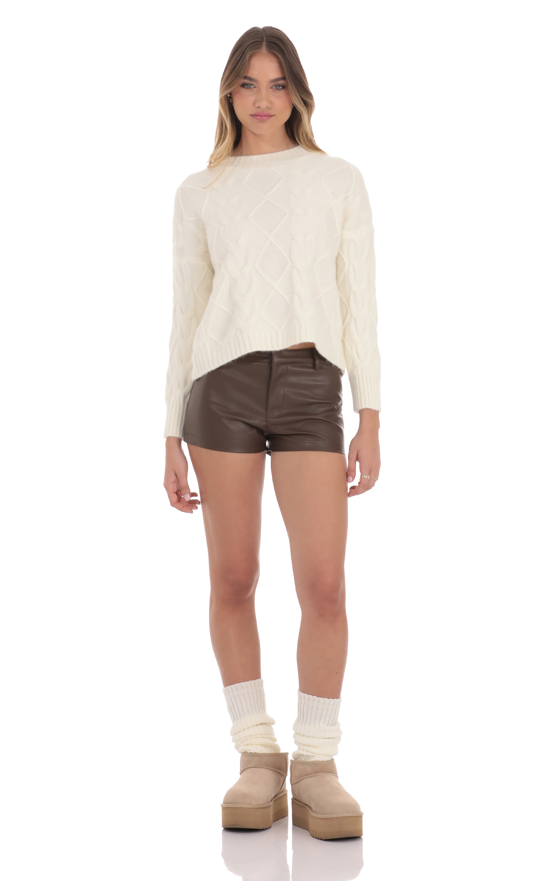 Cable Knit Jumper in Ivory-My Sky Diva