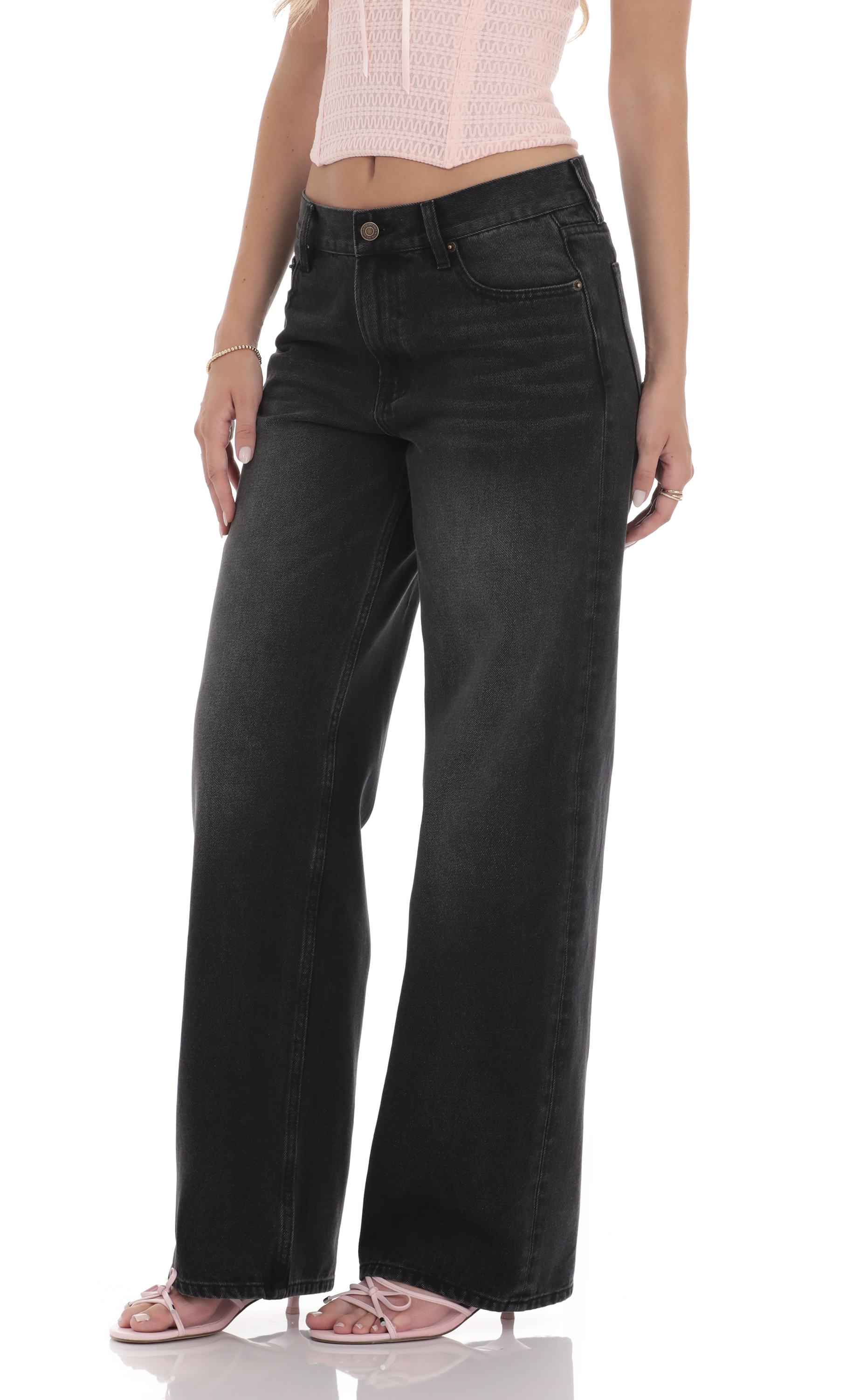 Low Rise Baggy Jeans in Black-My Sky Diva