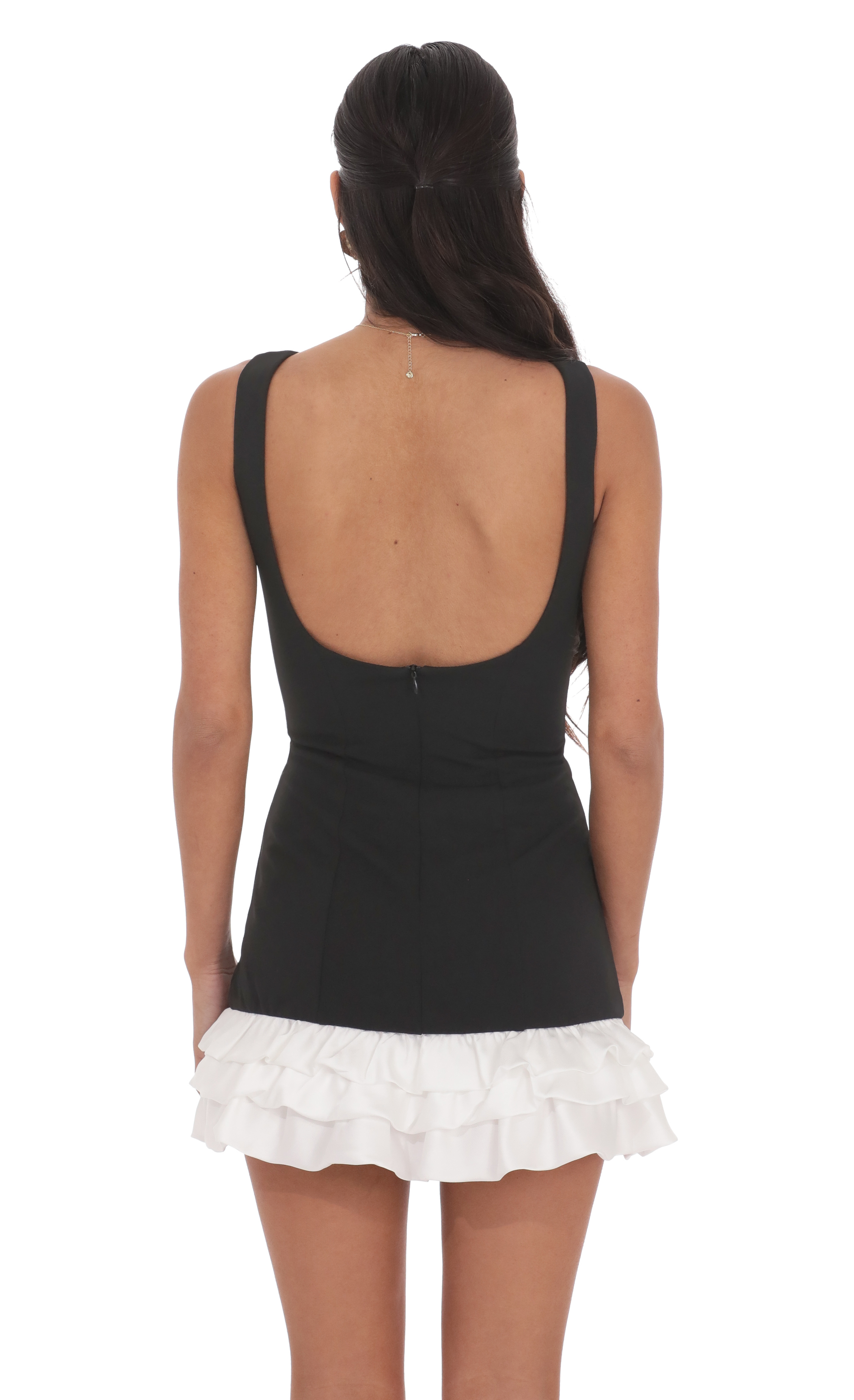 Bubble Ruffle Dress in Black and White-My Sky Diva