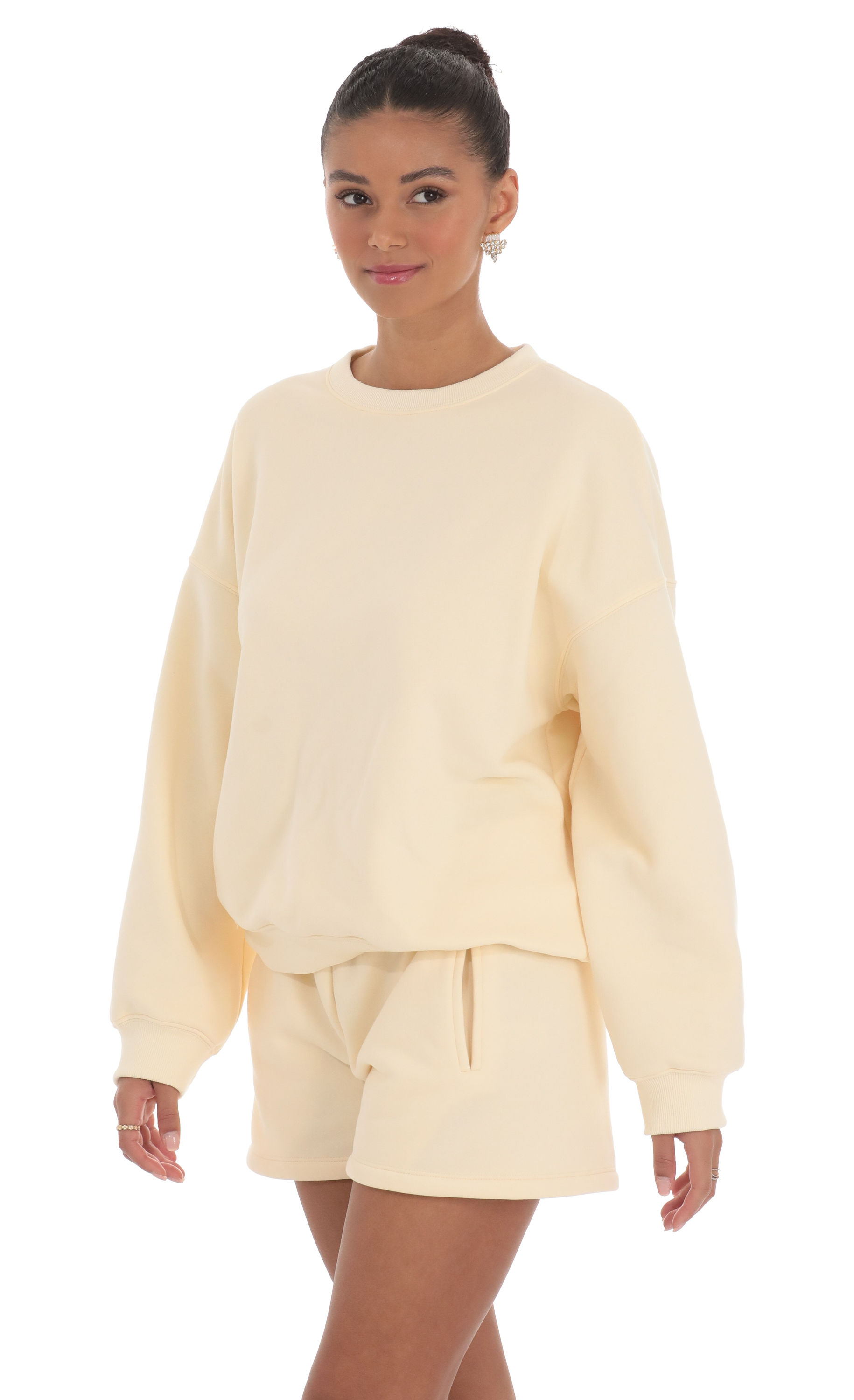 Fleece Oversized Jumper in Cream-My Sky Diva