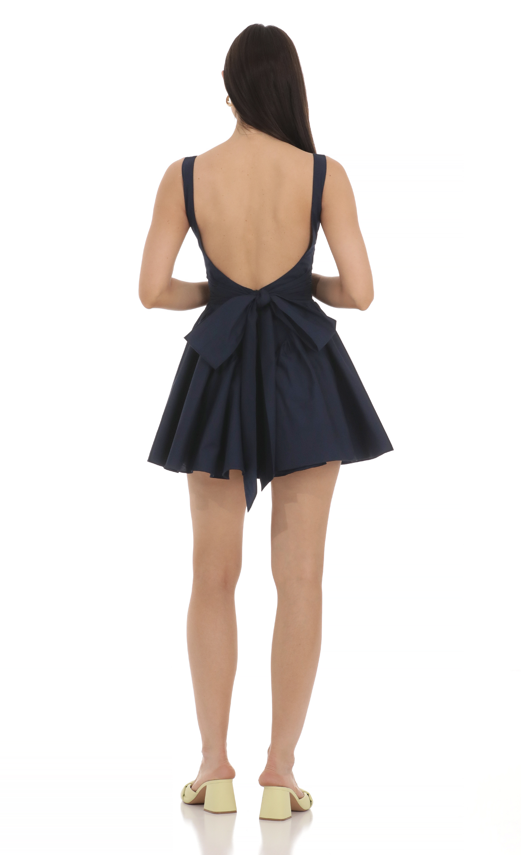 Open Back Flare Dress in Navy-My Sky Diva