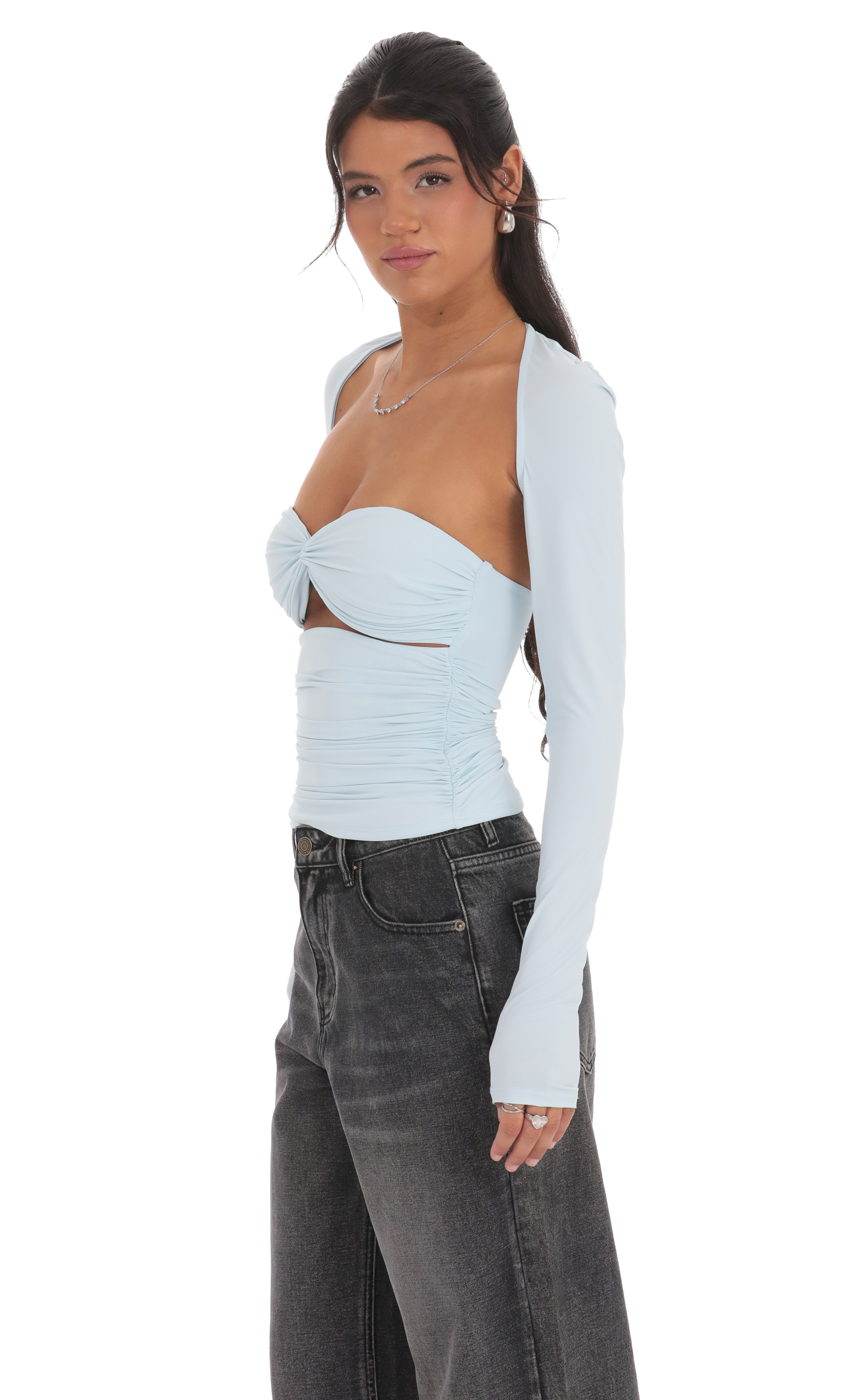 Two Piece Cutout Top in Light Blue-My Sky Diva