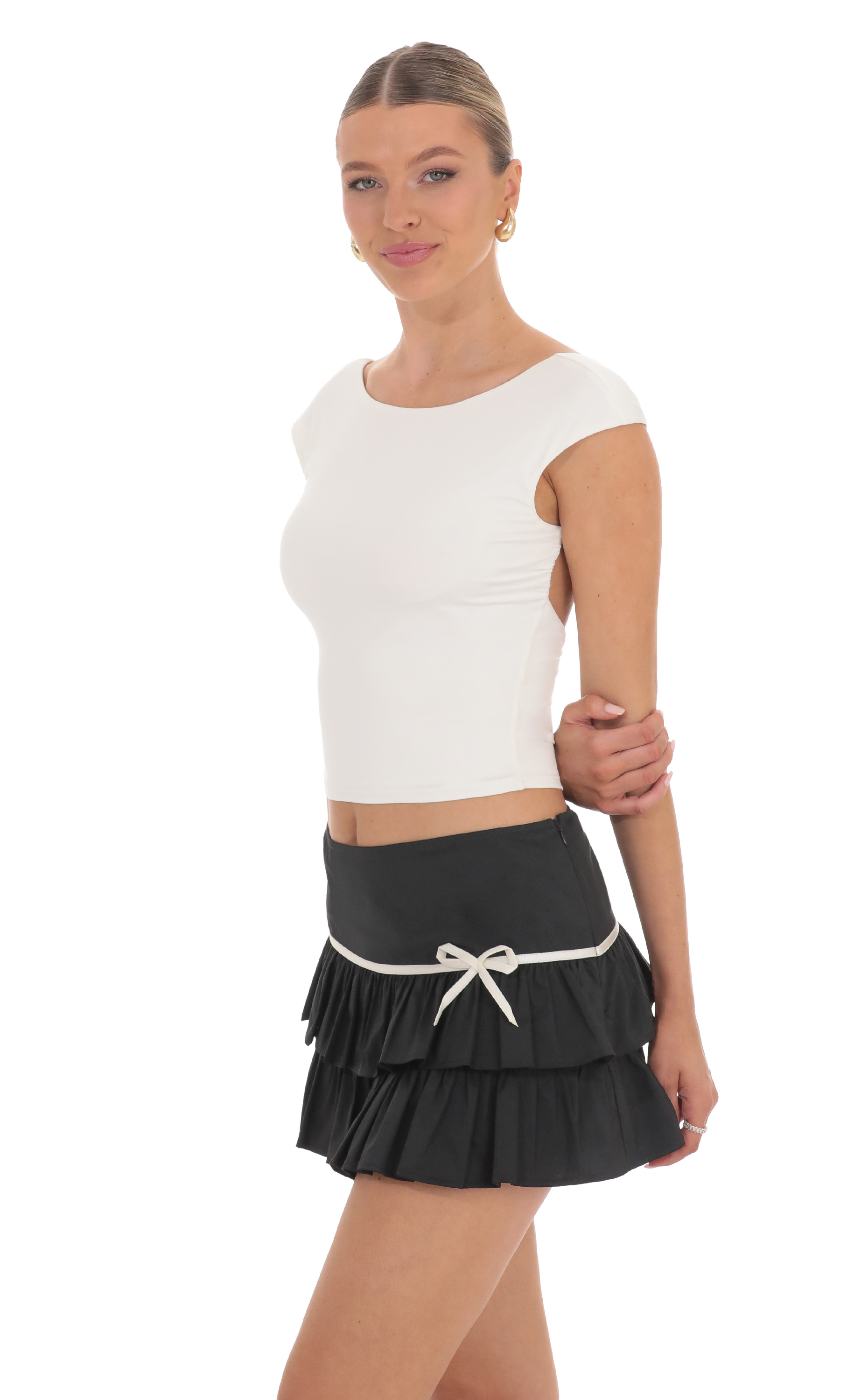 Bow Ruffle Skirt in Black-My Sky Diva