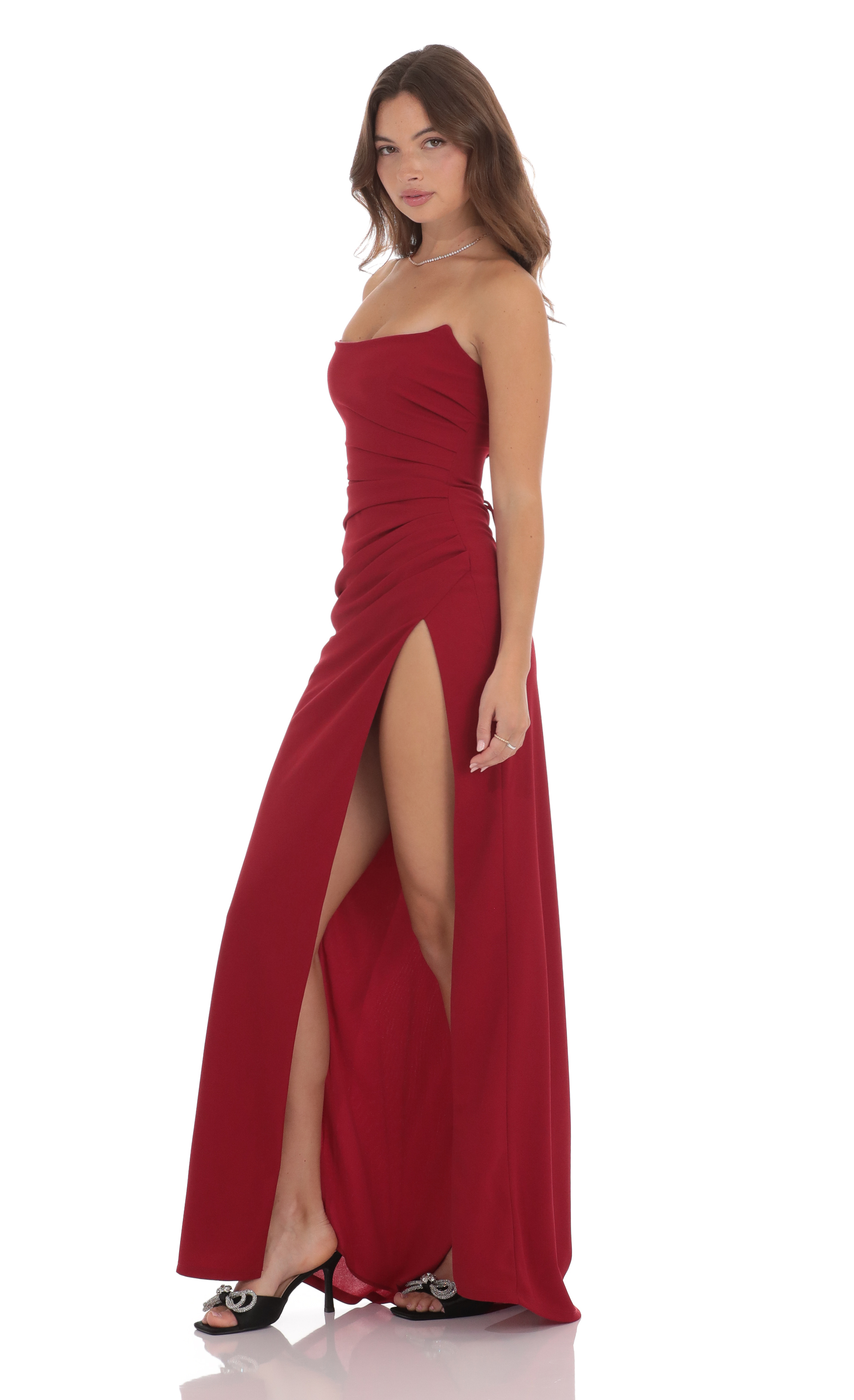 Strapless Corset Maxi Dress in Red-My Sky Diva