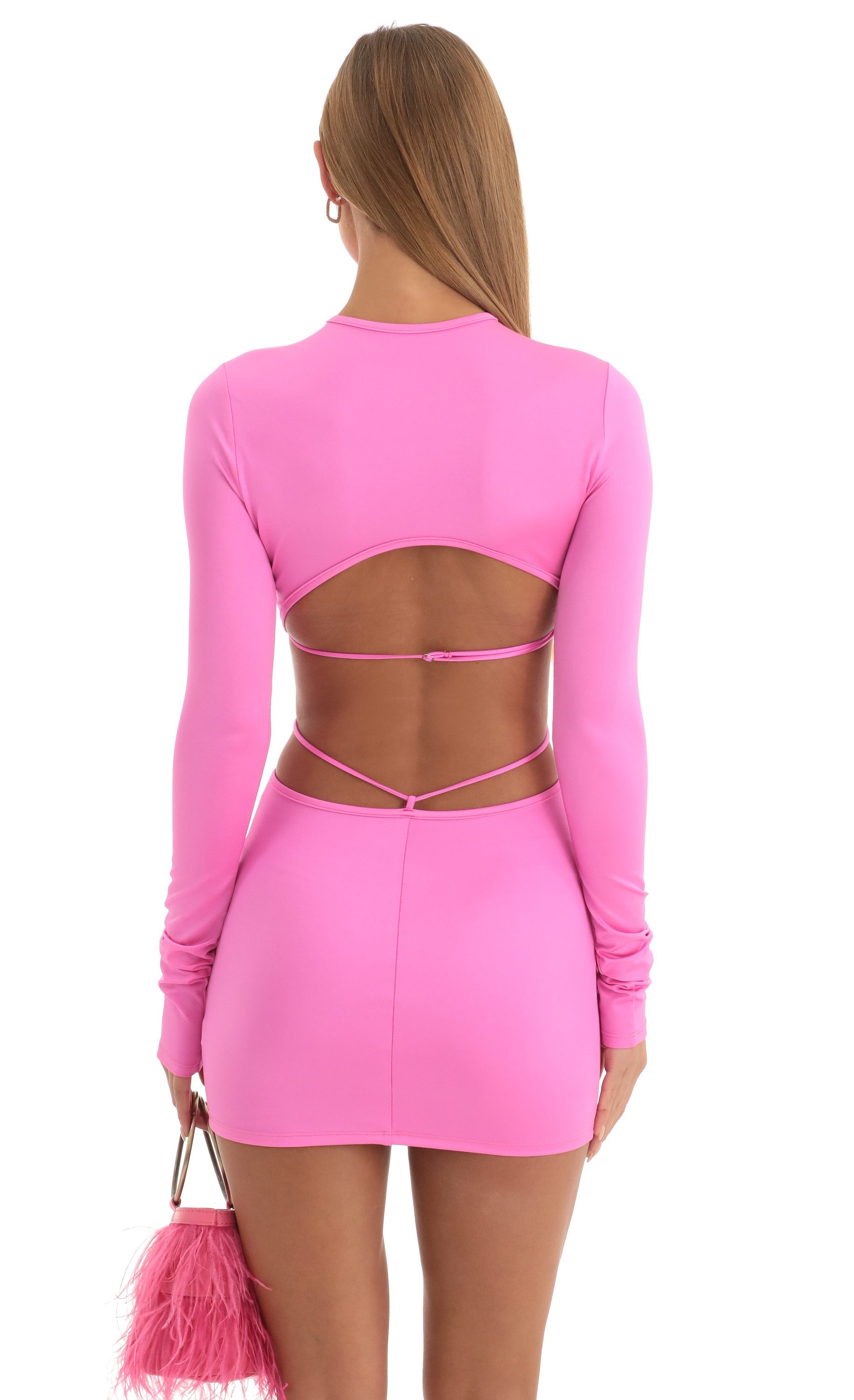 Cutout Open Back Dress in Hot Pink-My Sky Diva