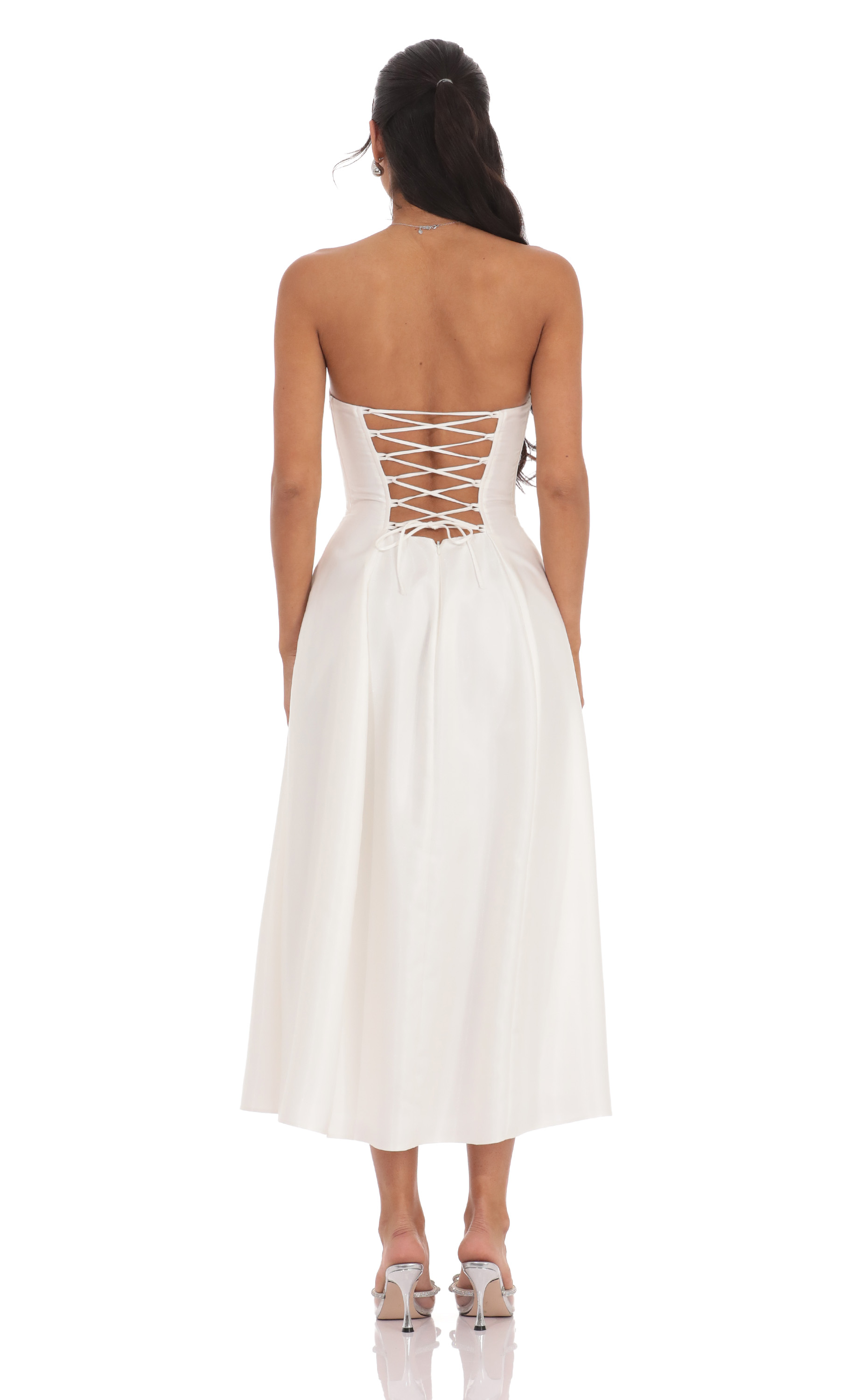 Sheen Empire Waist Midi Dress in Ivory-My Sky Diva