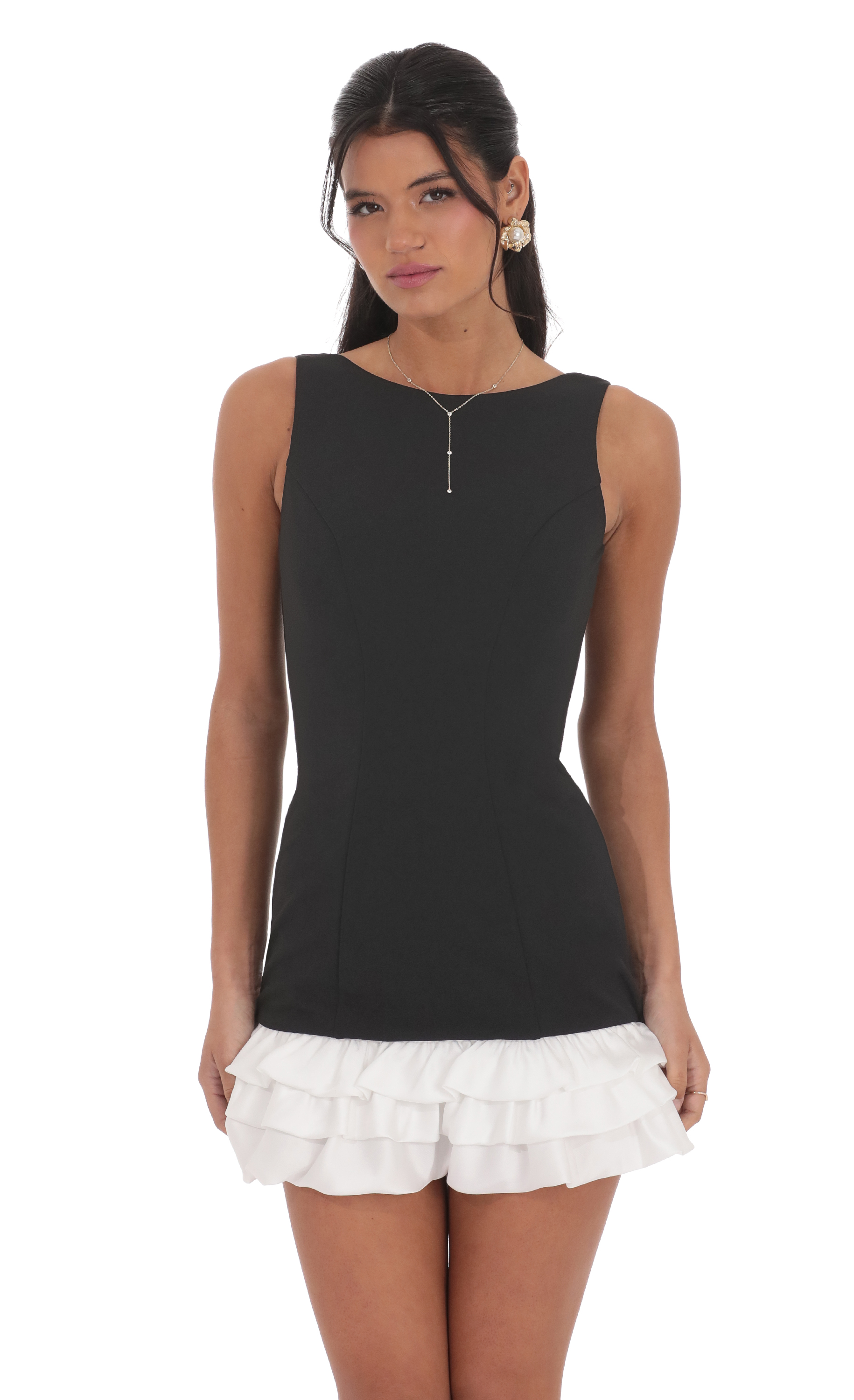 Bubble Ruffle Dress in Black and White-My Sky Diva