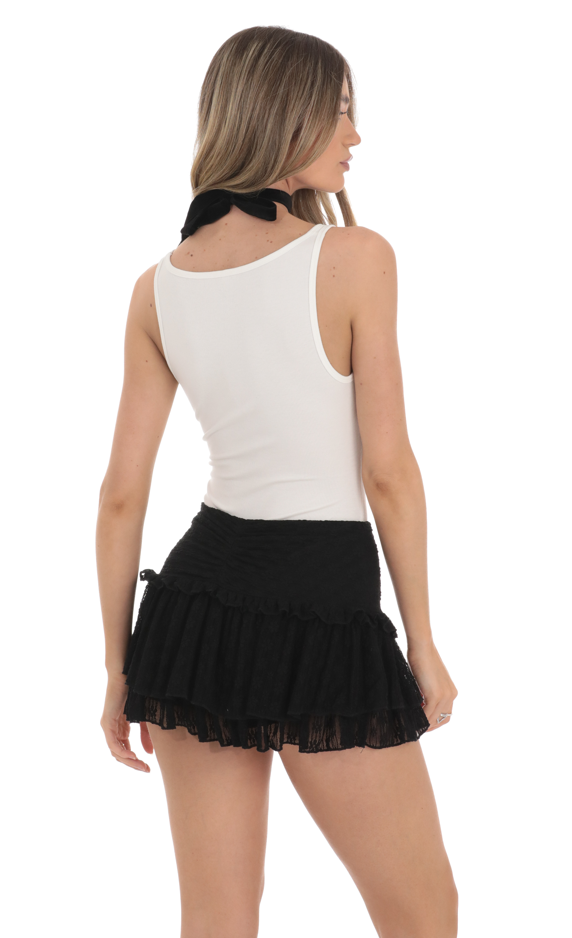 Ribbed Tank Bodysuit in White-My Sky Diva