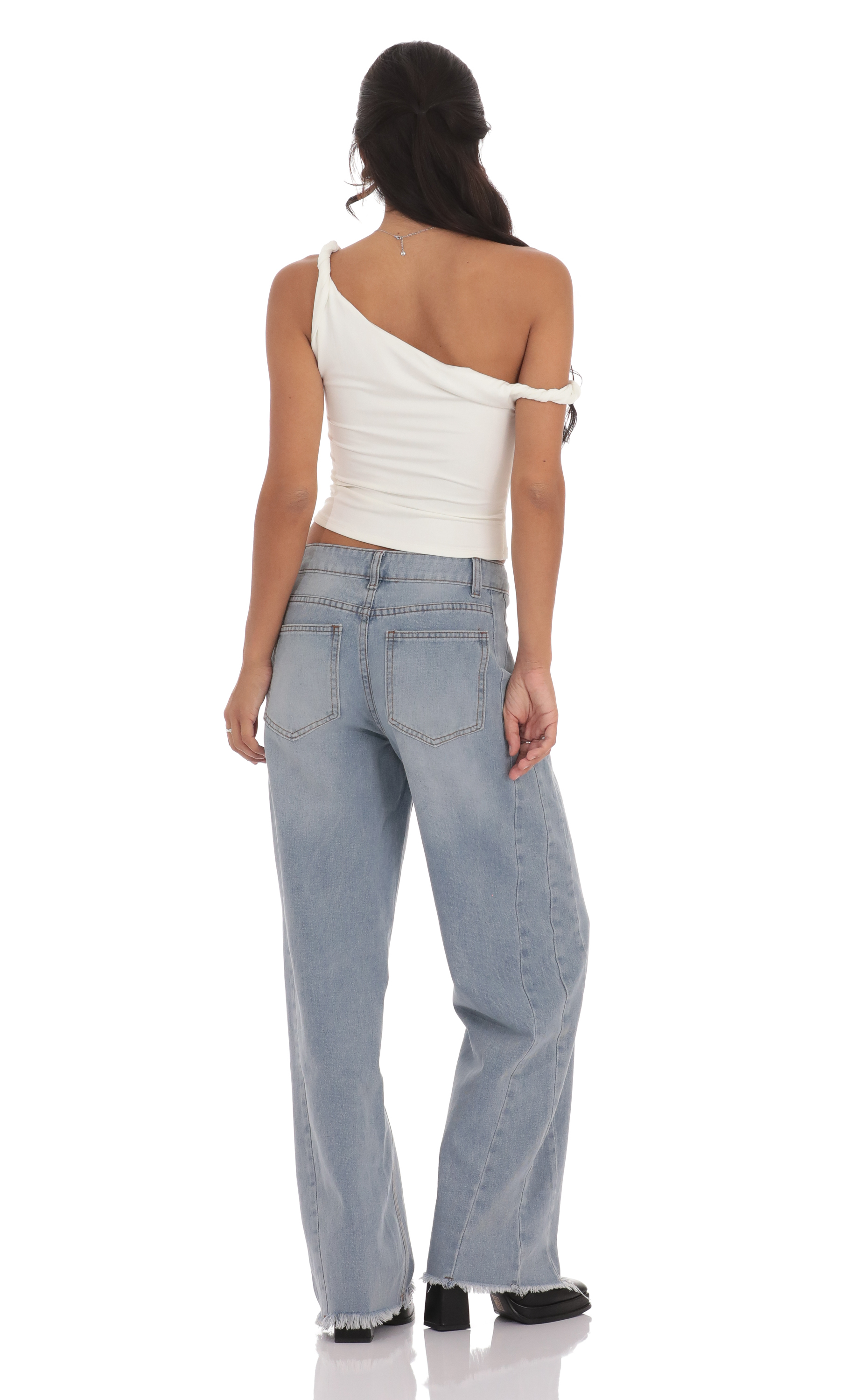 Faded Cutoff Jeans in Denim-My Sky Diva