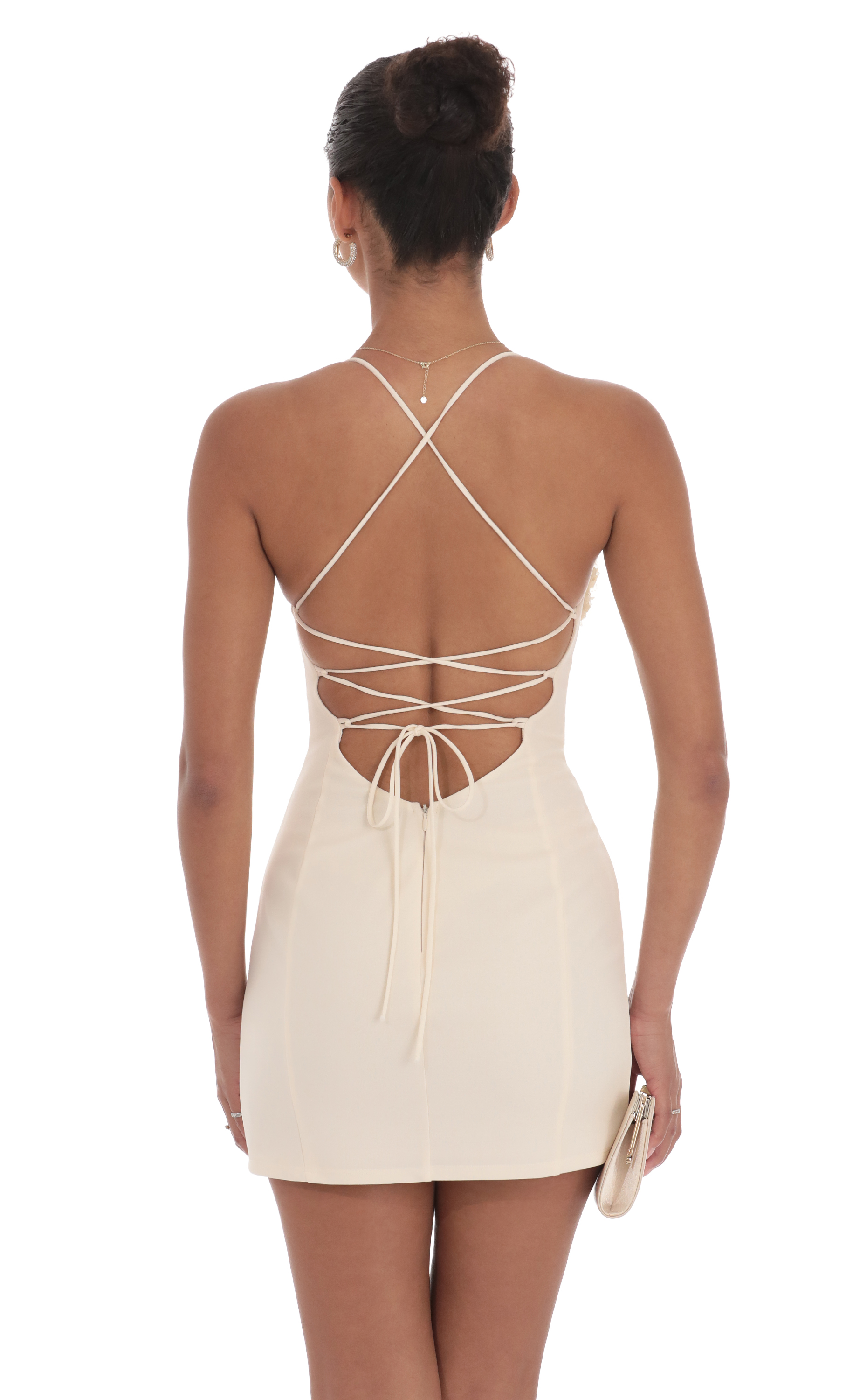 Floral Bust Fit and Flare Dress in Cream-My Sky Diva