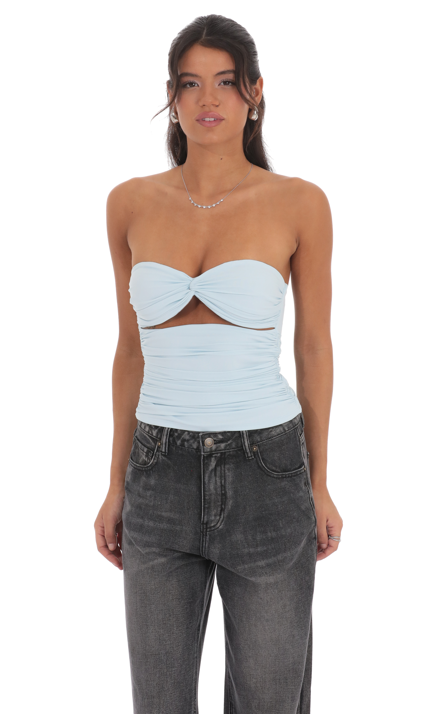 Two Piece Cutout Top in Light Blue-My Sky Diva