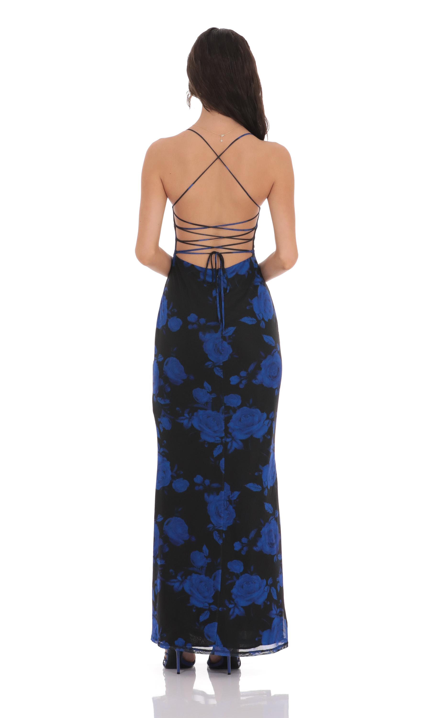 Floral Bodycon Open Back Maxi Dress-My Sky Diva