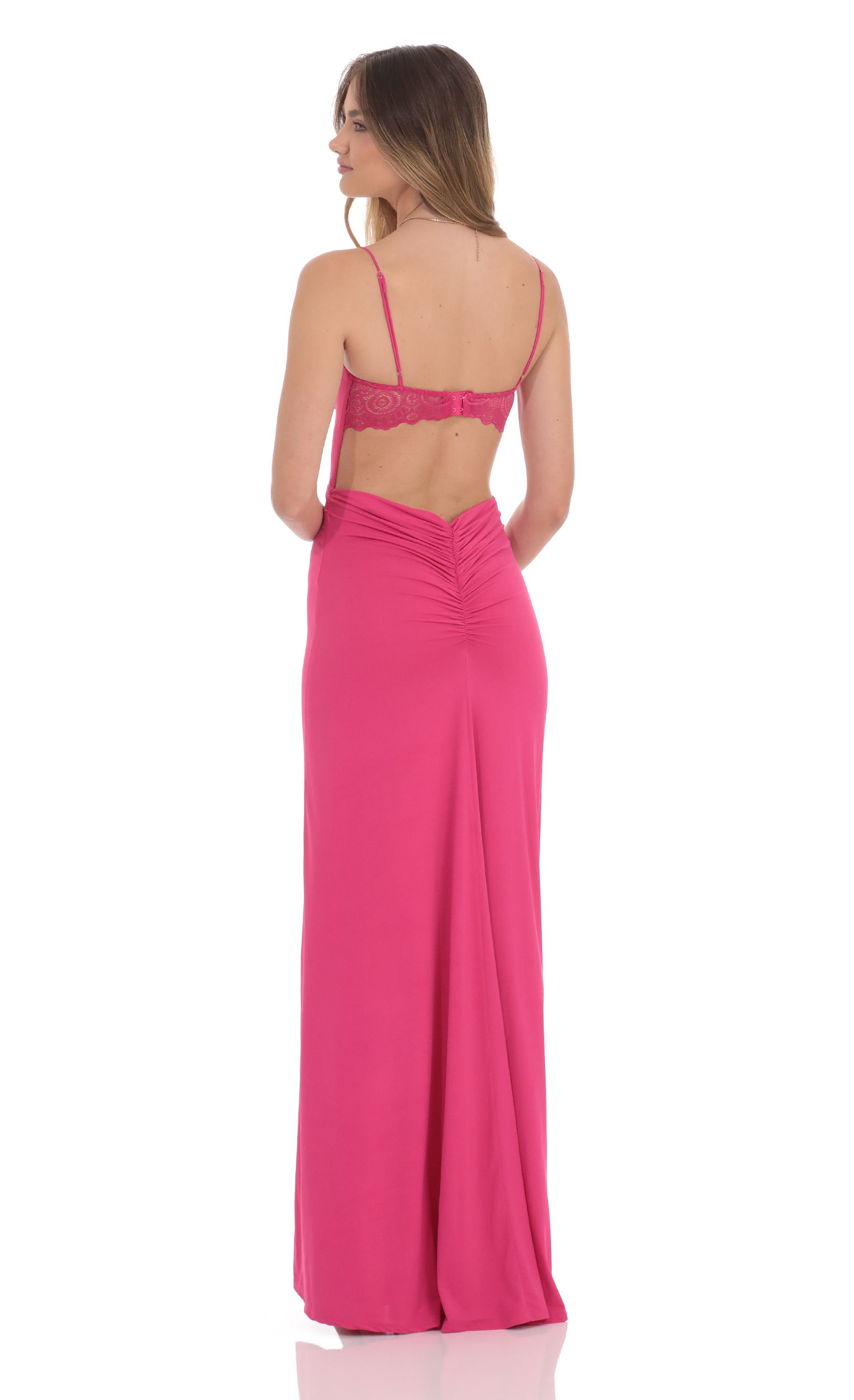 Open Back Mermaid Maxi Dress in Magenta-My Sky Diva