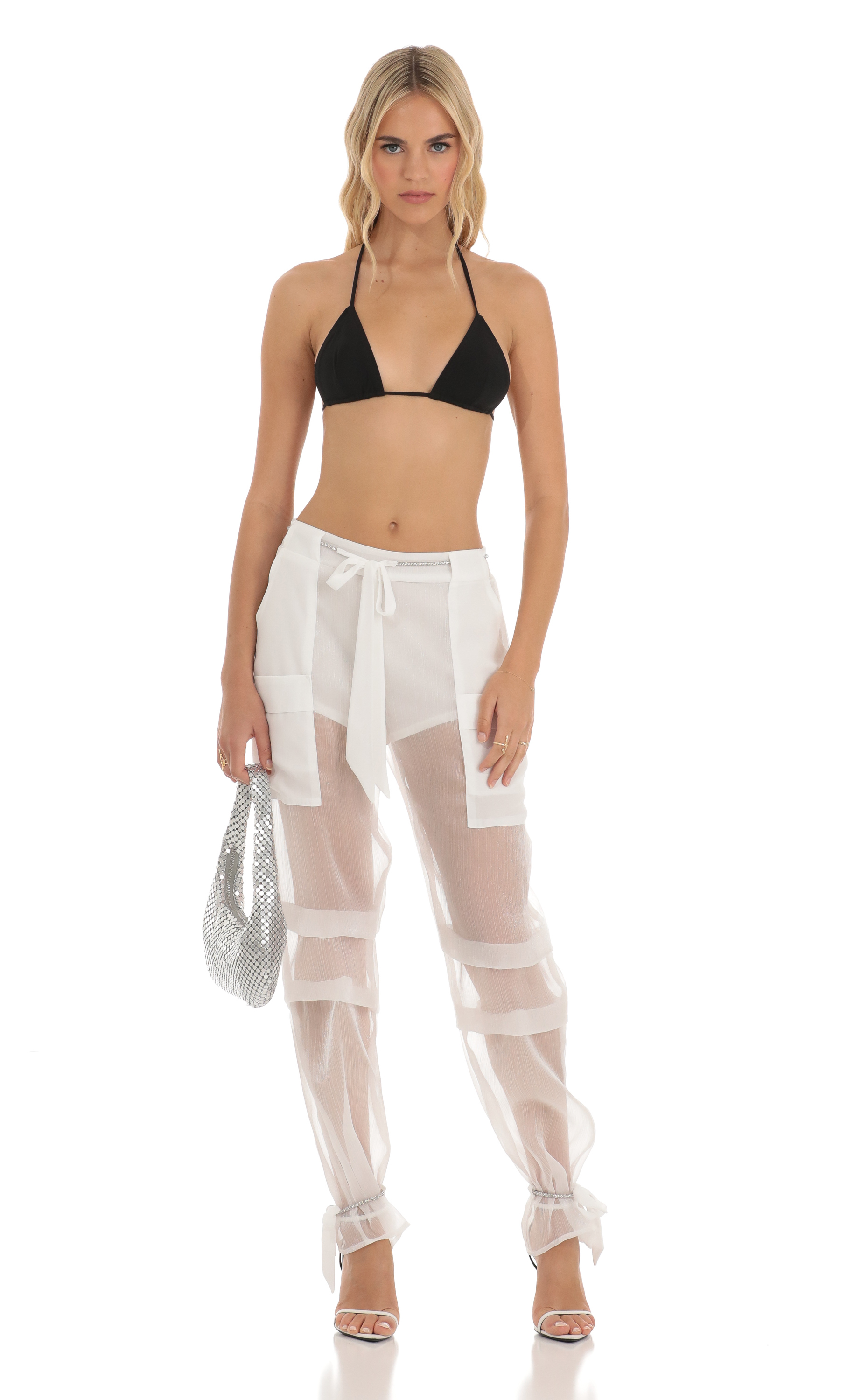 Rhinestone Pants in White-My Sky Diva