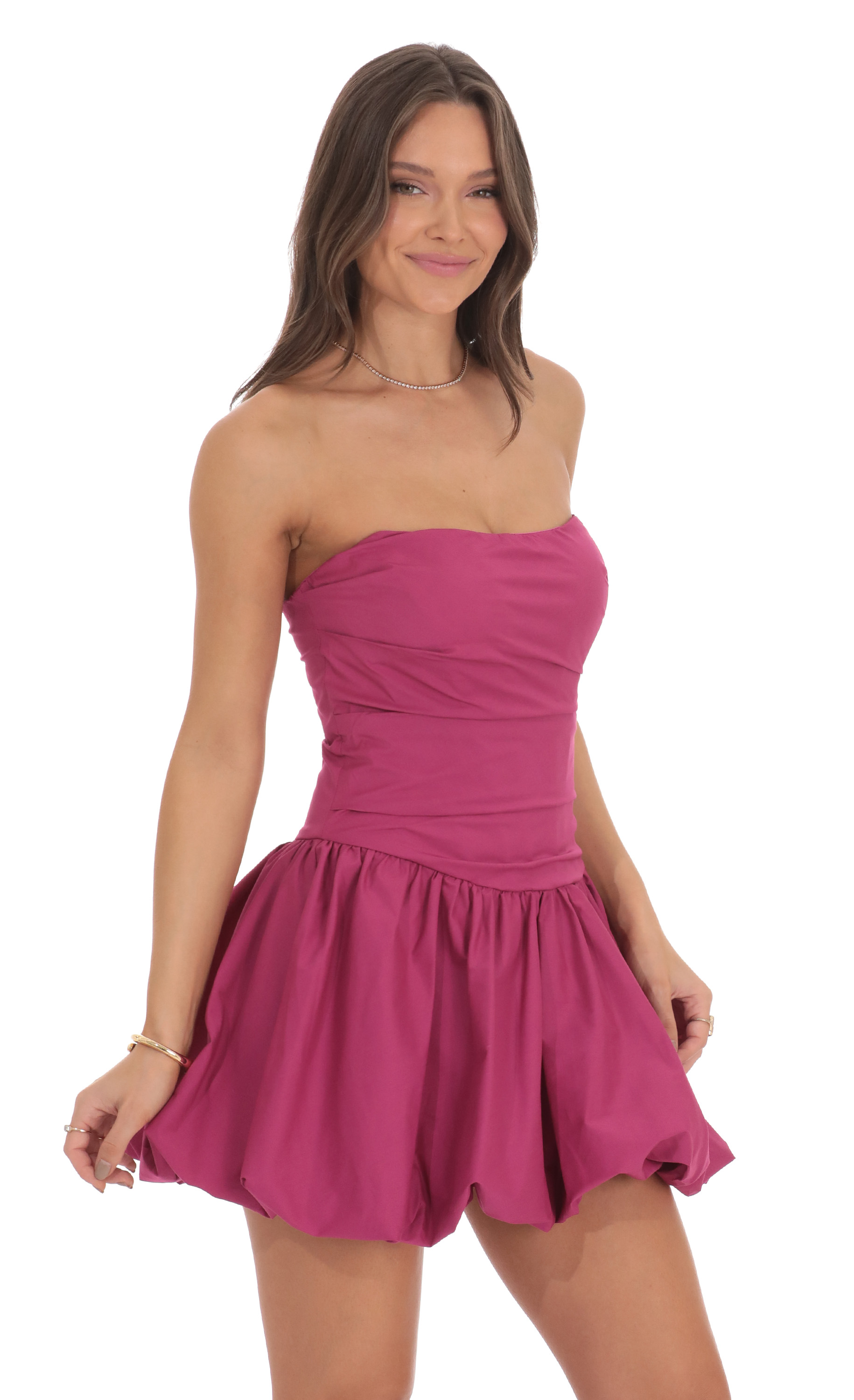 Pointed Corset Bubble Dress in Magenta-My Sky Diva