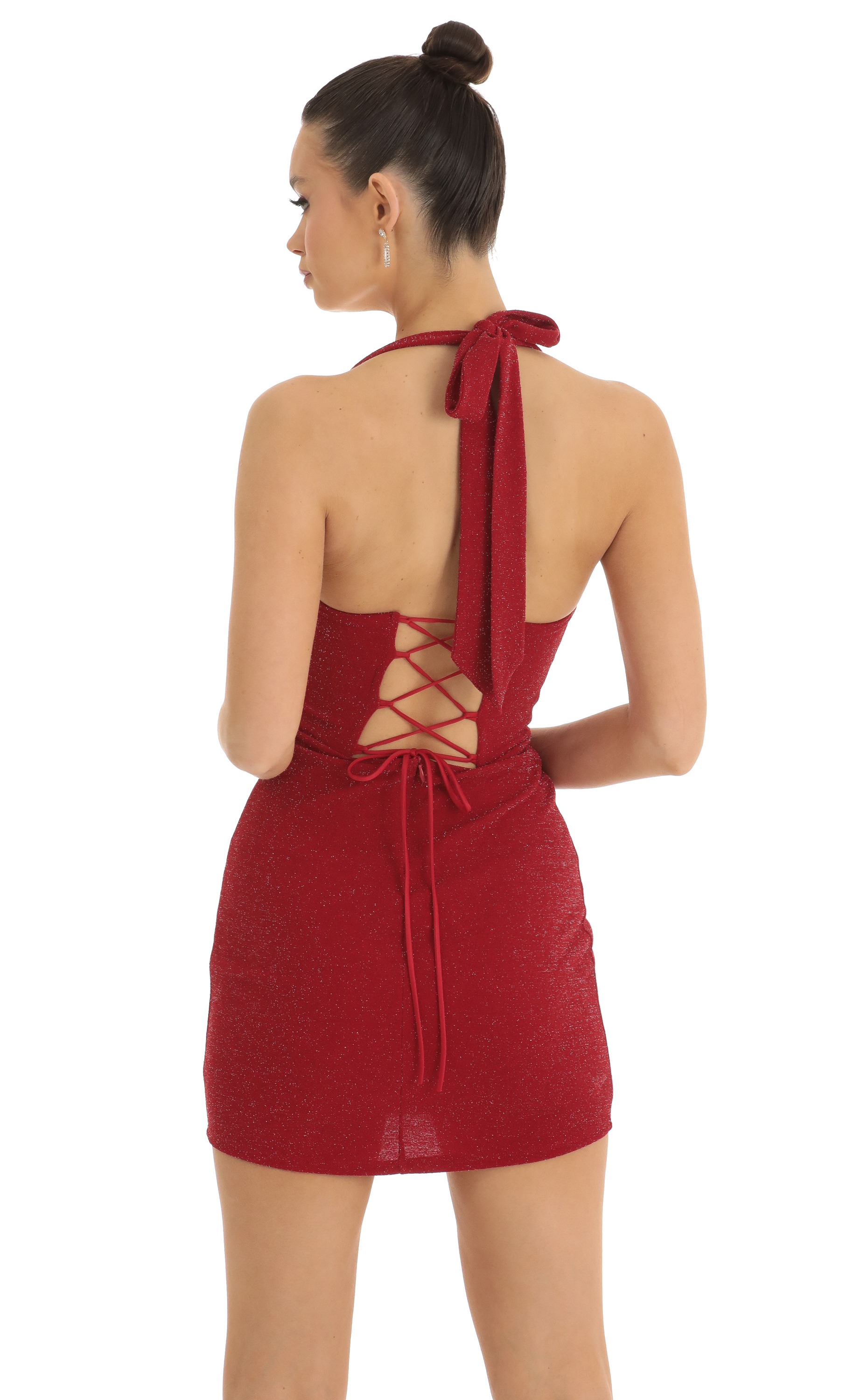 Shimmer Corset Bodycon Dress in Red-My Sky Diva