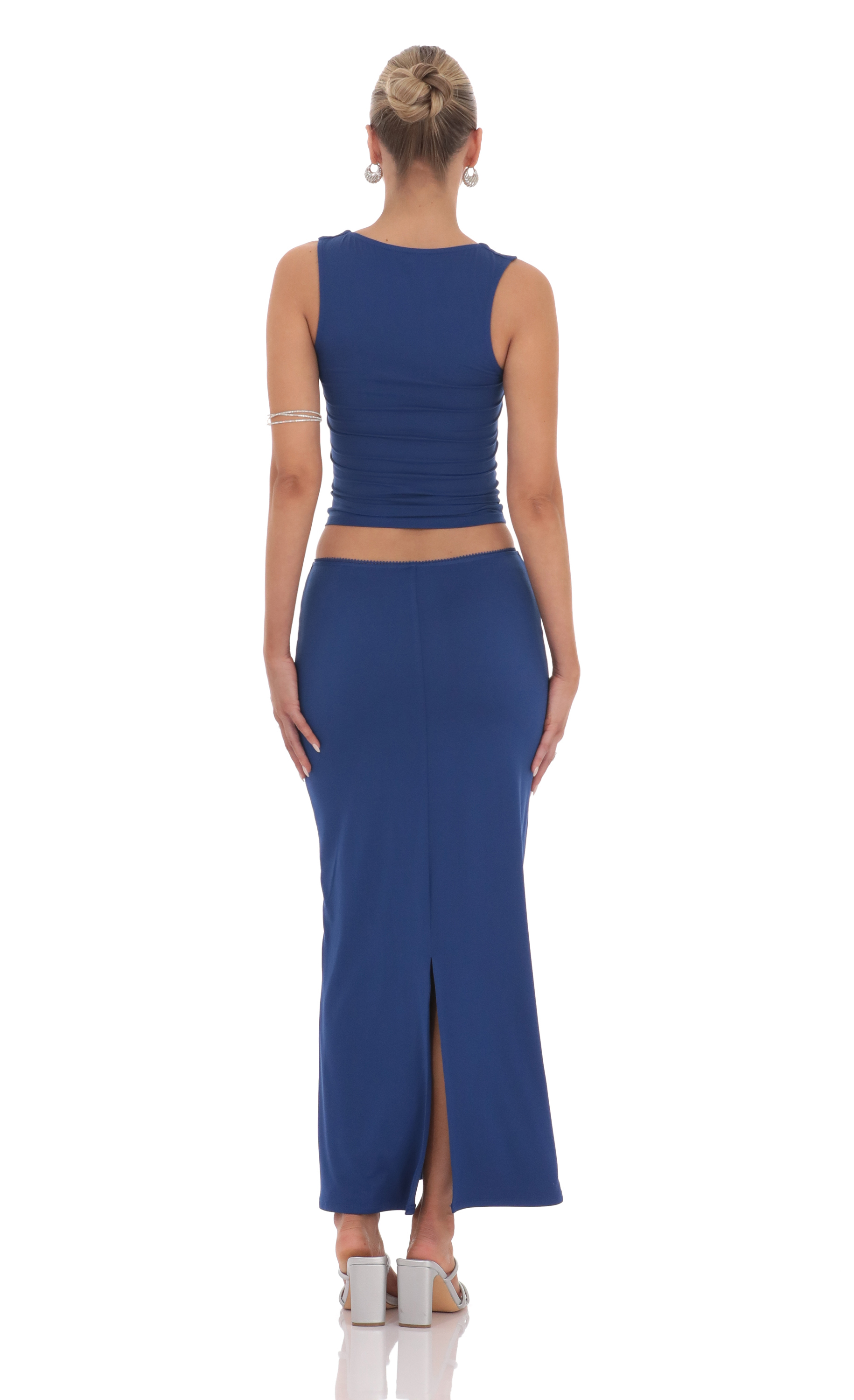 Two Piece Maxi Skirt Set in Blue-My Sky Diva