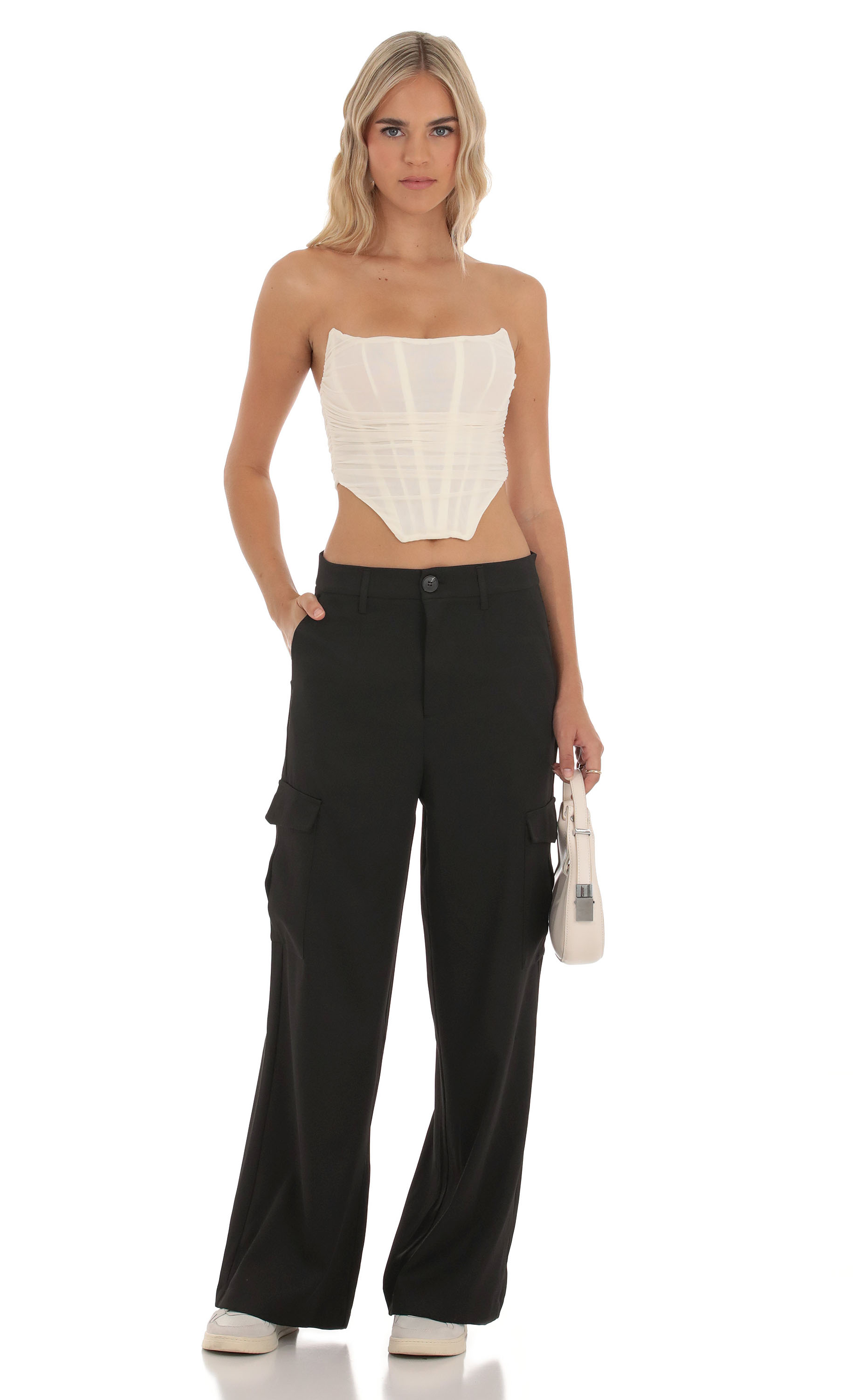 Hecate Wide Leg Cargo Pants in Black-My Sky Diva