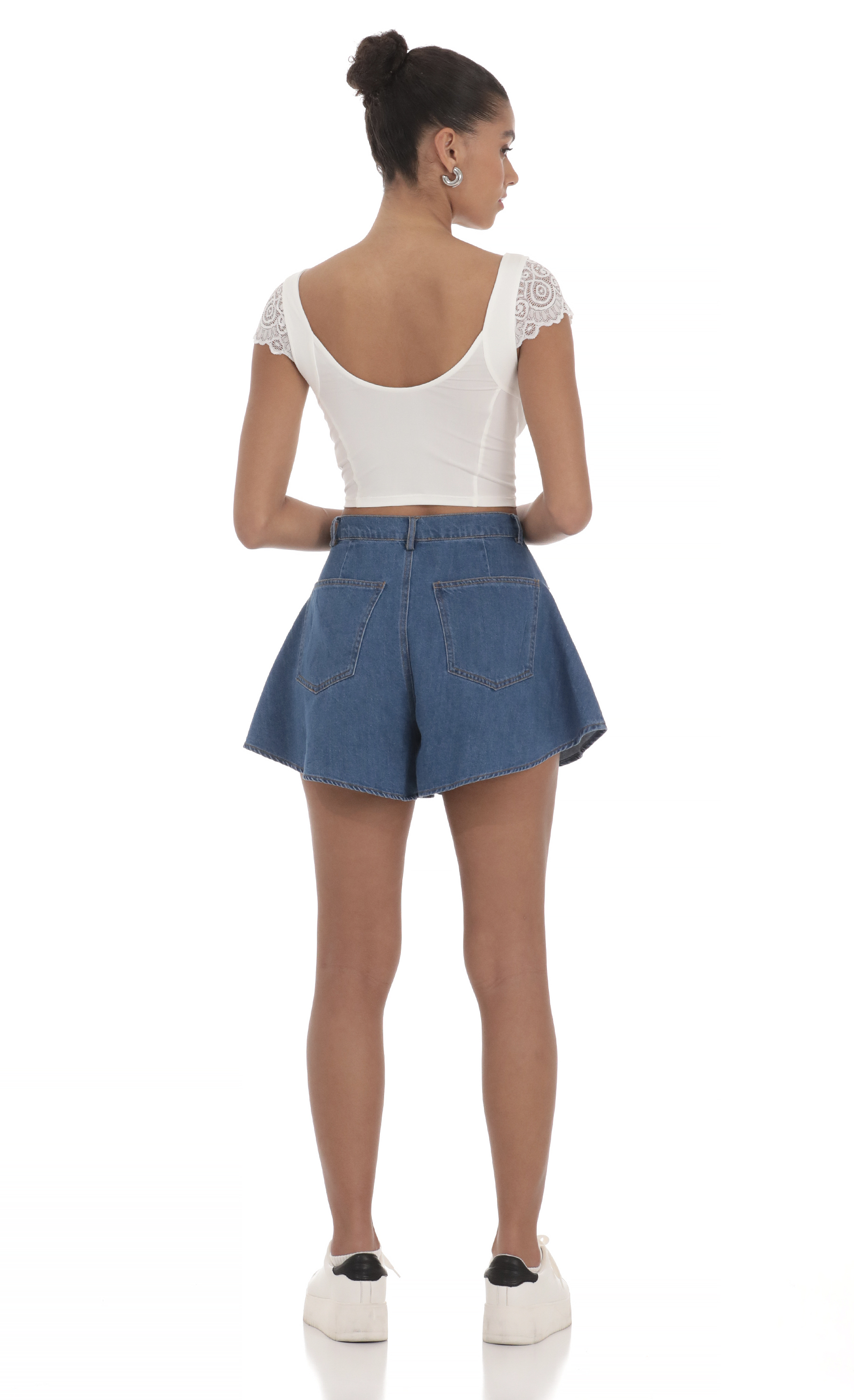 Flare High Waisted Denim Shorts-My Sky Diva