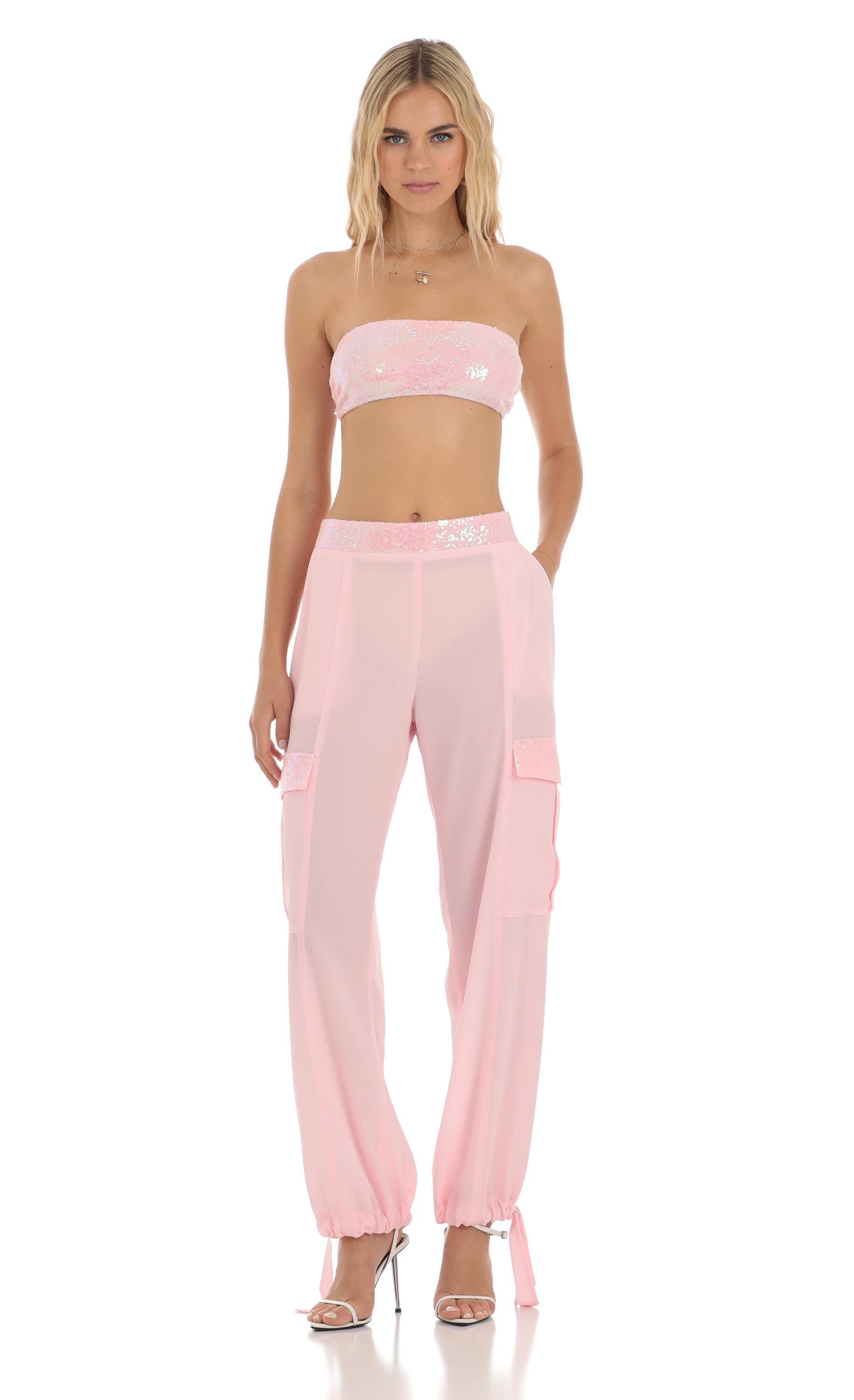 Sequin Two Piece Set in Pink-My Sky Diva