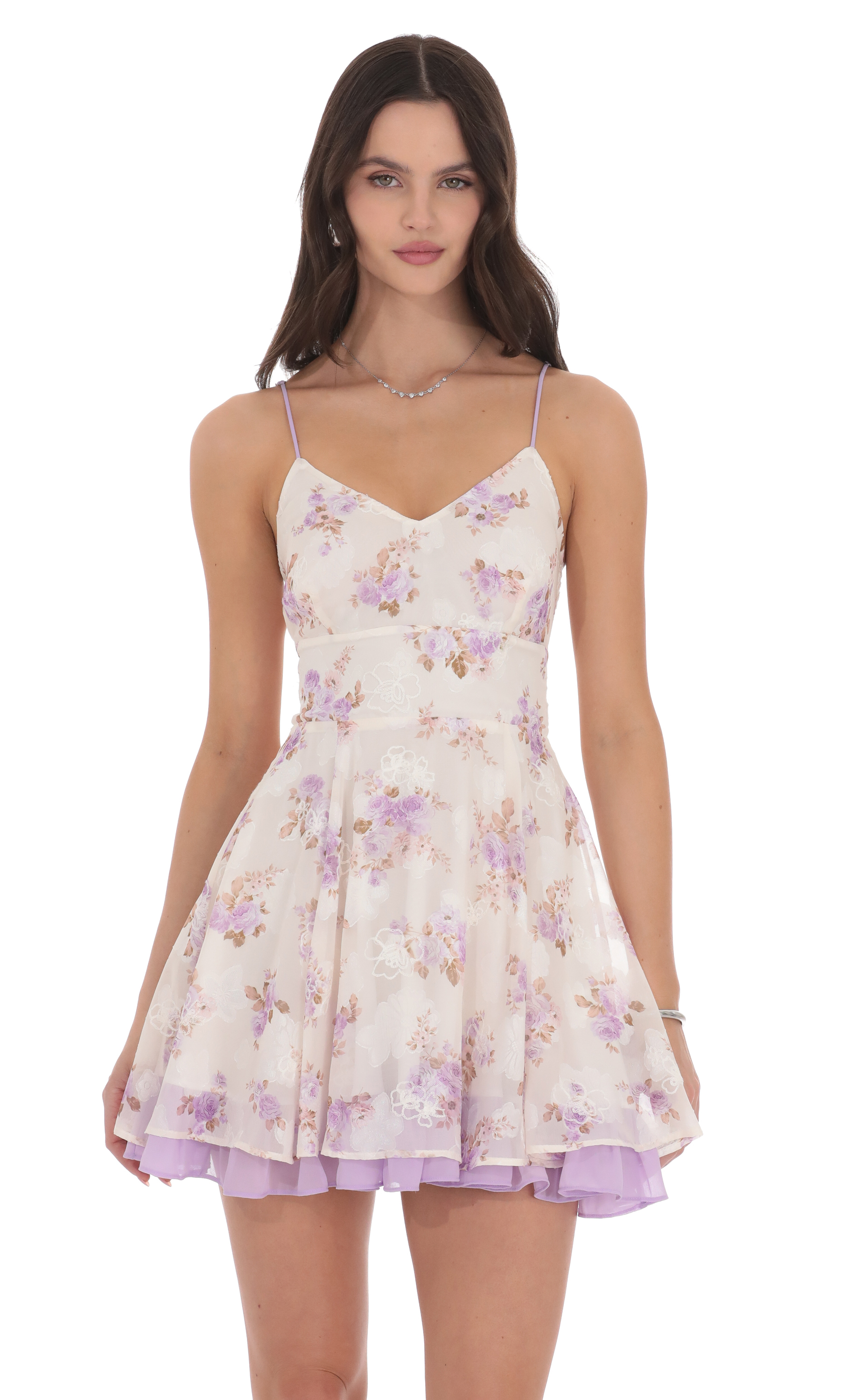 Floral Fit and Flare Dress in Cream-My Sky Diva