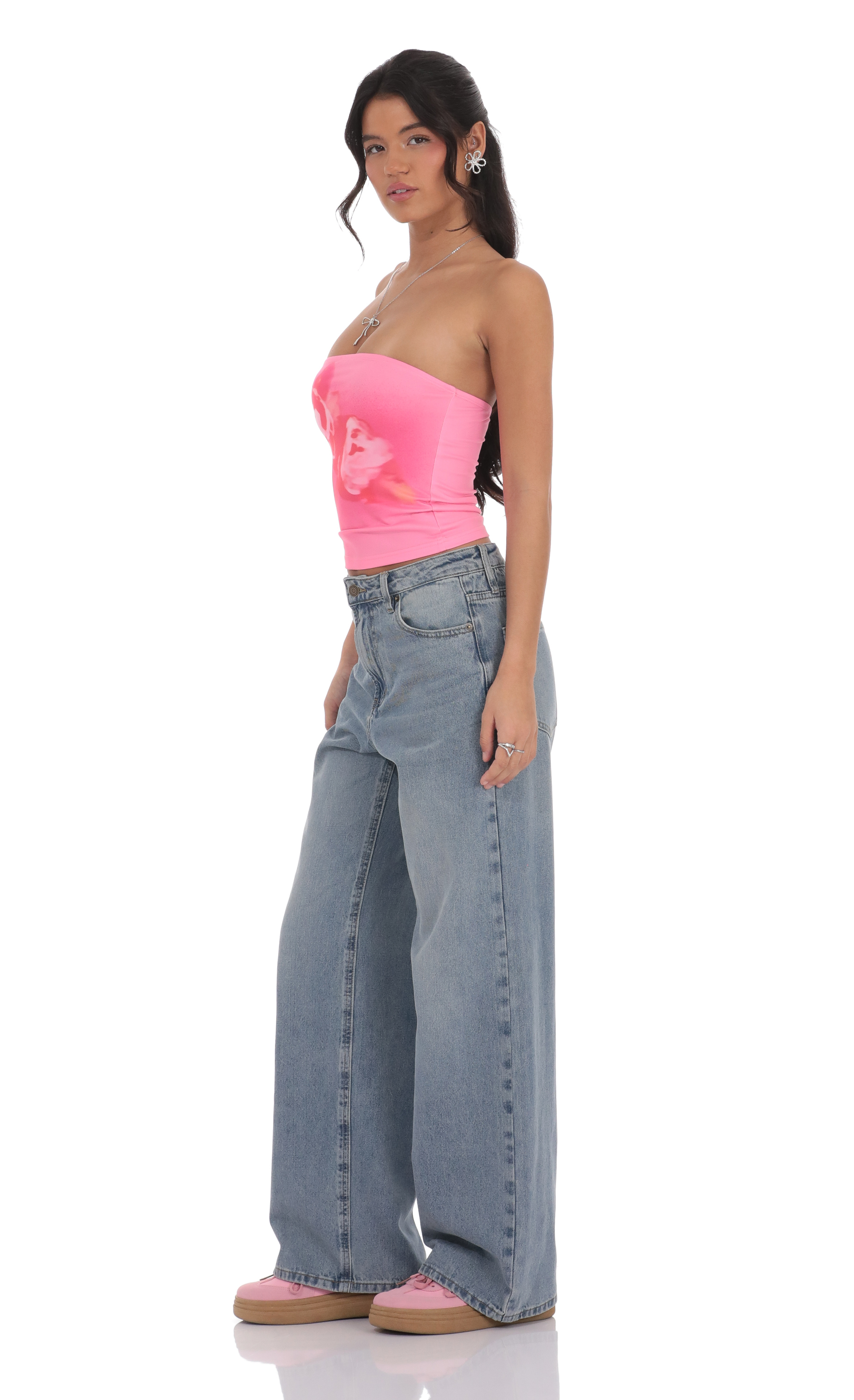 High Rise Wide Leg Jeans in Faded Denim-My Sky Diva
