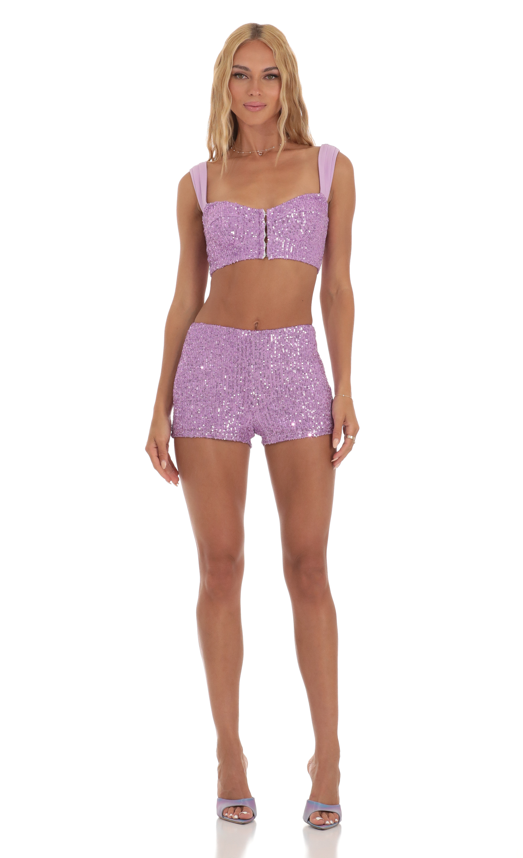 Sequin Two Piece Set in Purple-My Sky Diva