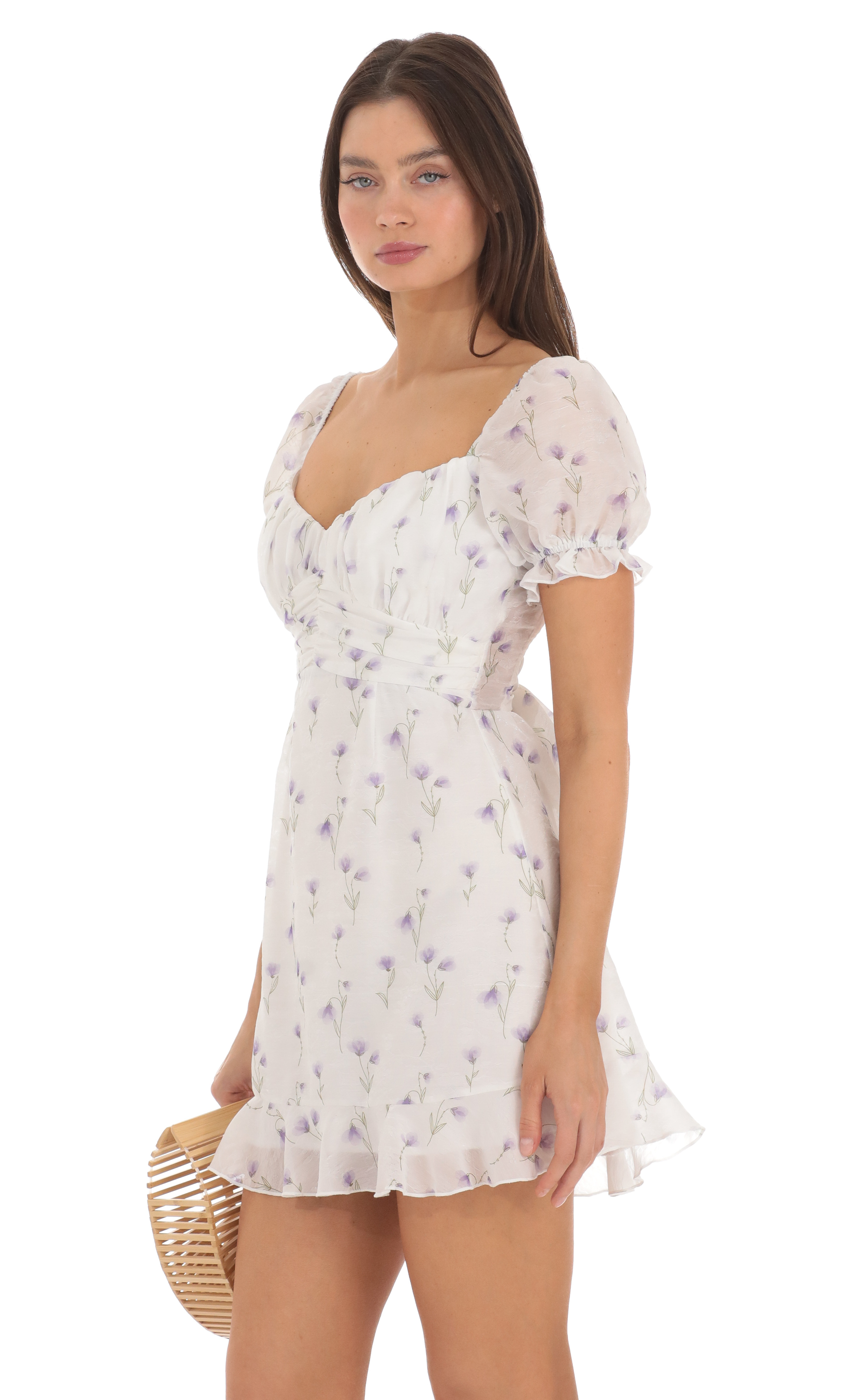 Floral Fit and Flare Dress in White-My Sky Diva