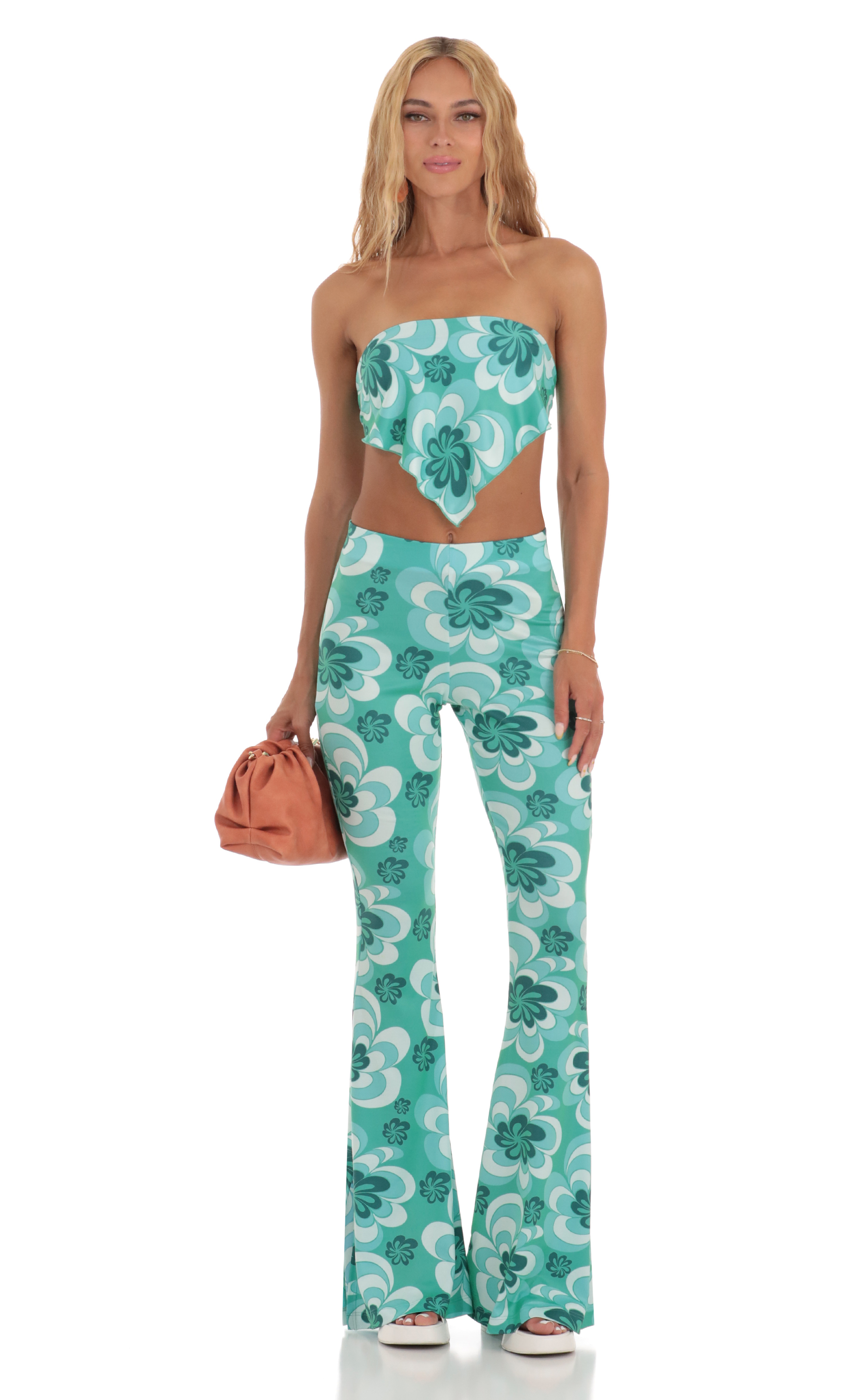 Floral Two Piece Set in Green-My Sky Diva