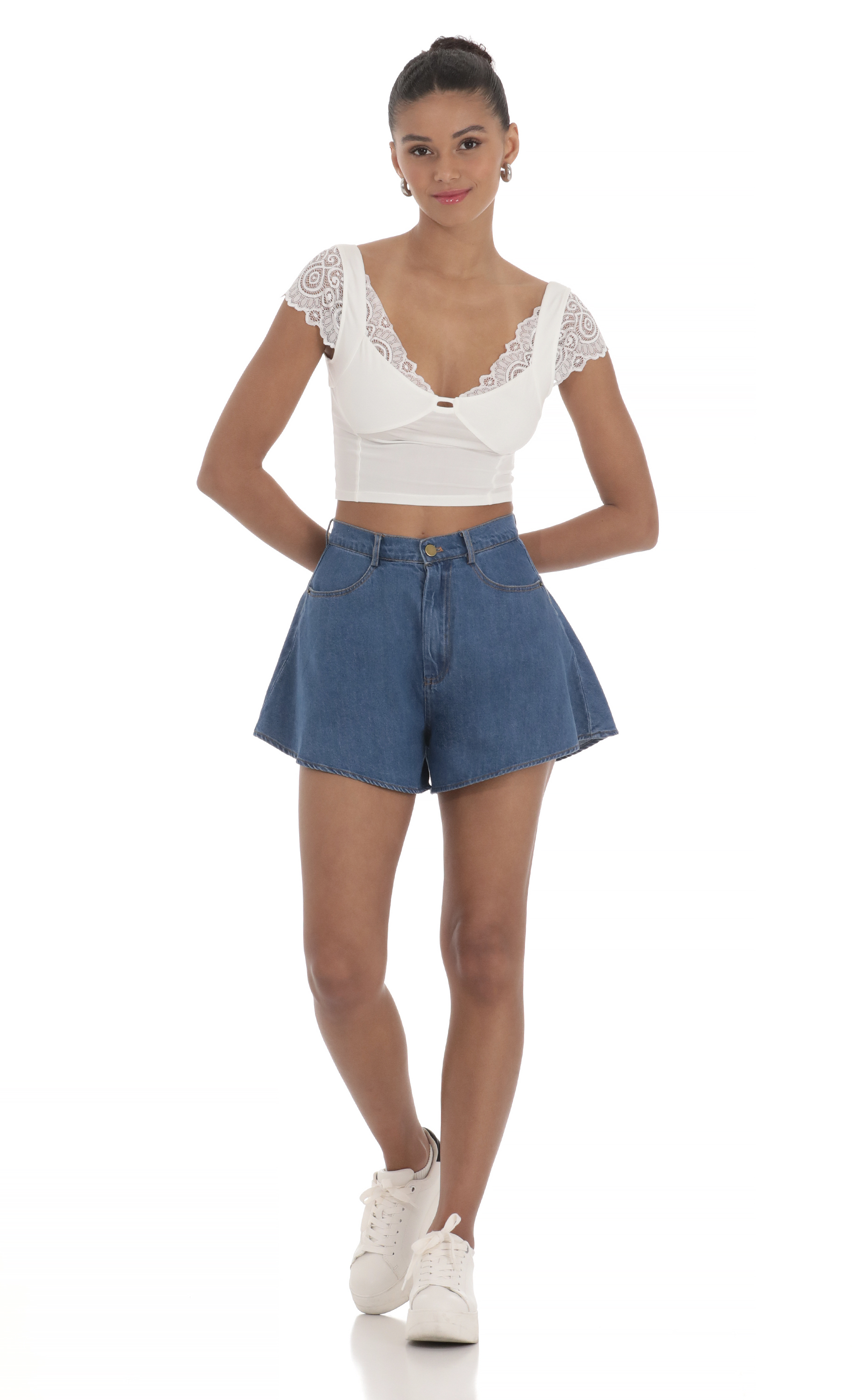 Flare High Waisted Denim Shorts-My Sky Diva